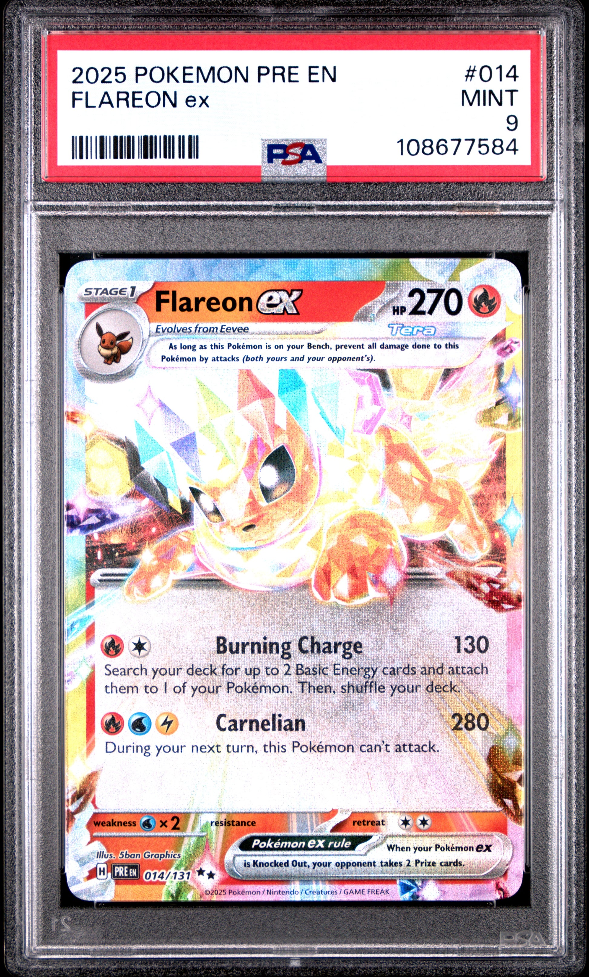 FLAREON EX 14/131 Common POKEMON PRE EN-PRISMATIC EVOLUTIONS PSA9 MINT 9 PSA population 691 <a href=https://www.psacard.com/cert/108677584/psa>https://www.psacard.com/cert/108677584/psa</a>
