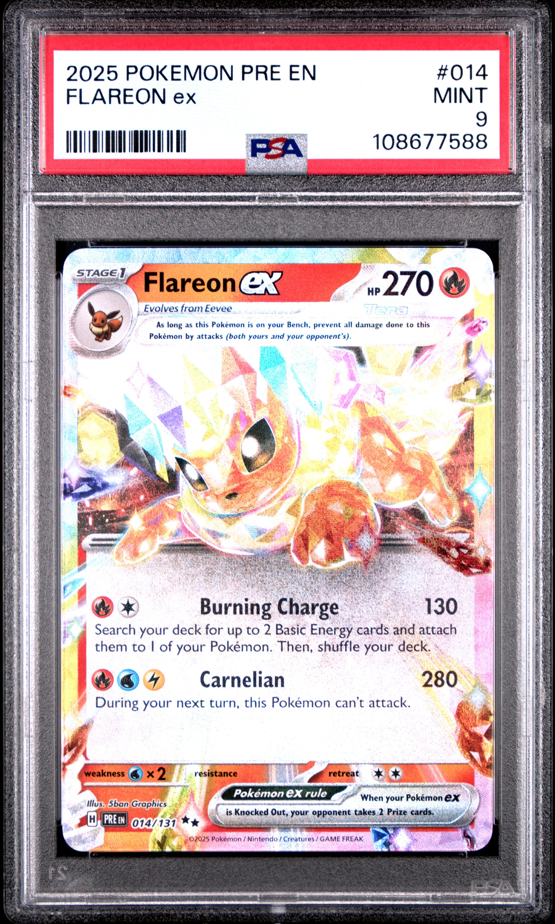 FLAREON EX 14/131 Common POKEMON PRE EN-PRISMATIC EVOLUTIONS PSA9 MINT 9 PSA population 691 <a href=https://www.psacard.com/cert/108677588/psa>https://www.psacard.com/cert/108677588/psa</a>