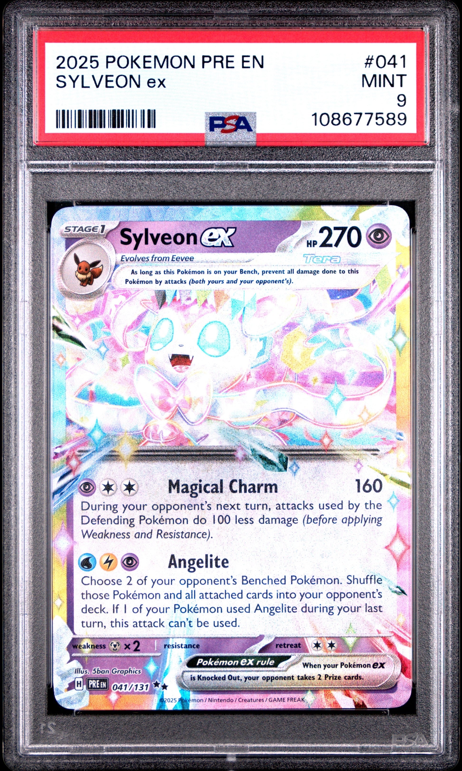 SYLVEON EX 41/131 Common POKEMON PRE EN-PRISMATIC EVOLUTIONS PSA9 MINT 9 PSA population 555 <a href=https://www.psacard.com/cert/108677589/psa>https://www.psacard.com/cert/108677589/psa</a>