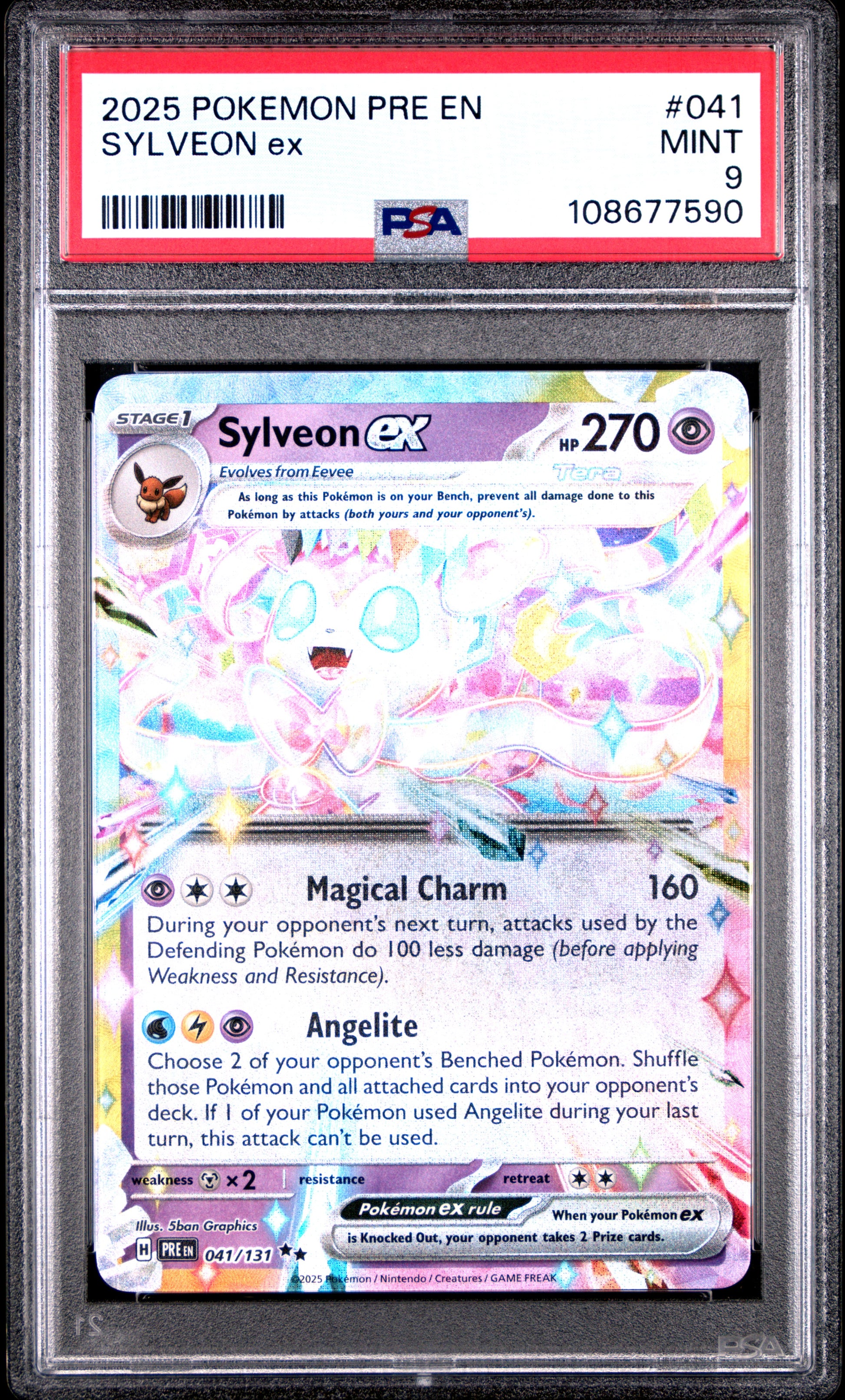 SYLVEON EX 41/131 Common POKEMON PRE EN-PRISMATIC EVOLUTIONS PSA9 MINT 9 PSA population 555 <a href=https://www.psacard.com/cert/108677590/psa>https://www.psacard.com/cert/108677590/psa</a>