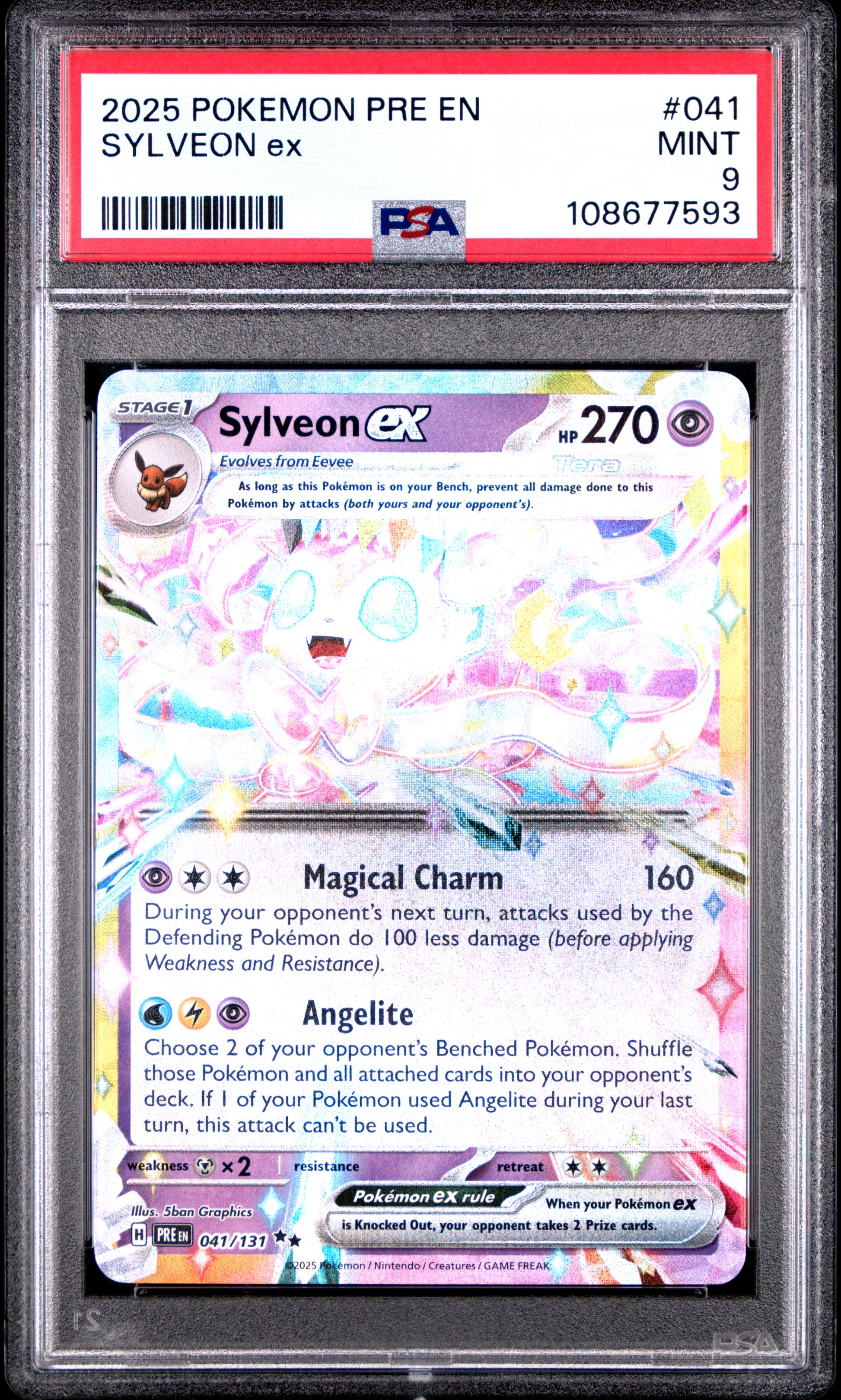 SYLVEON EX 41/131 Common POKEMON PRE EN-PRISMATIC EVOLUTIONS PSA9 MINT 9 PSA population 555 <a href=https://www.psacard.com/cert/108677593/psa>https://www.psacard.com/cert/108677593/psa</a>