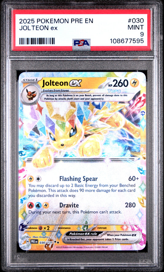JOLTEON EX 30/131 Common POKEMON PRE EN-PRISMATIC EVOLUTIONS PSA9 MINT 9 PSA population 640 <a href=https://www.psacard.com/cert/108677595/psa>https://www.psacard.com/cert/108677595/psa</a>