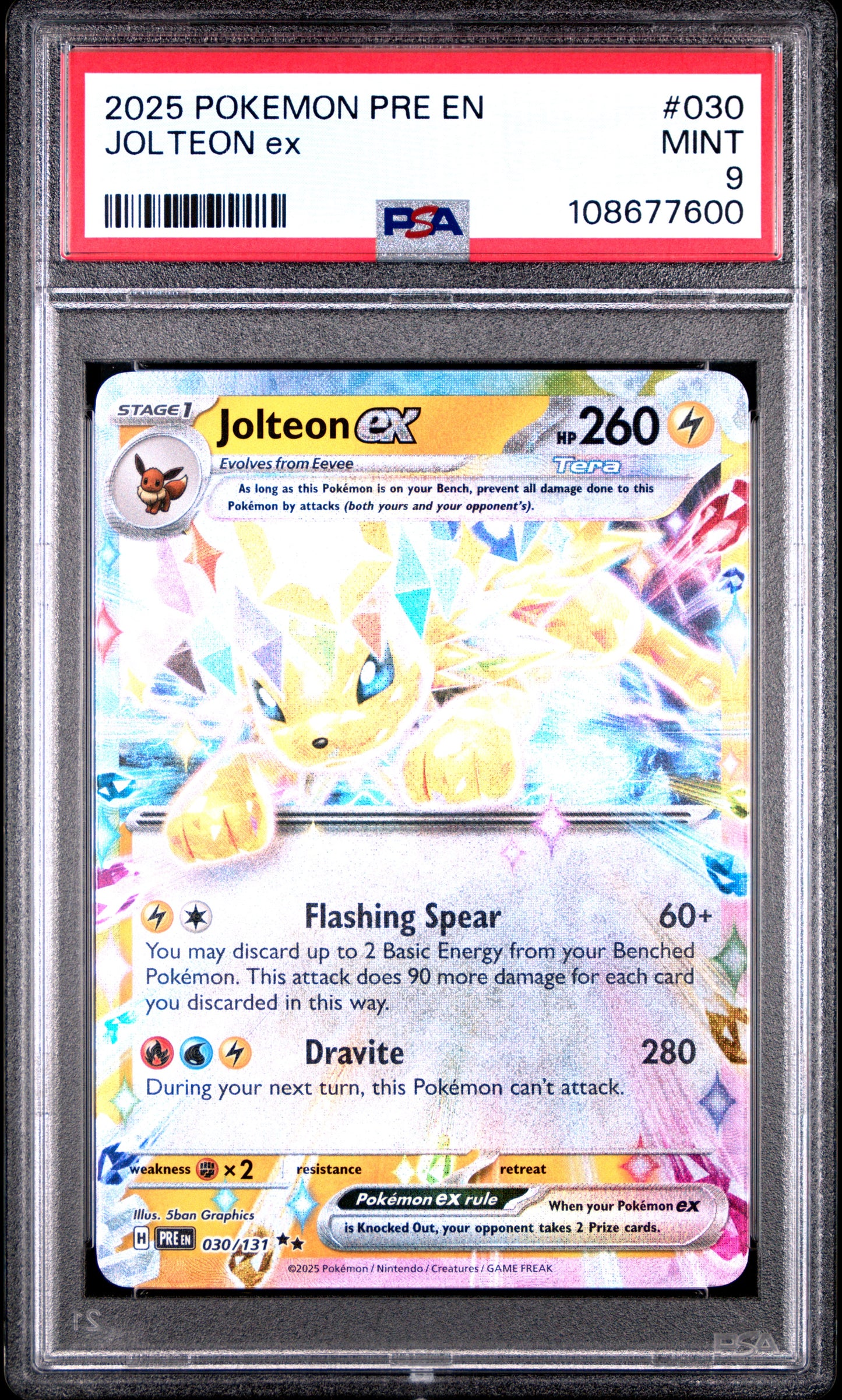 JOLTEON EX 30/131 Common POKEMON PRE EN-PRISMATIC EVOLUTIONS PSA9 MINT 9 PSA population 640 <a href=https://www.psacard.com/cert/108677600/psa>https://www.psacard.com/cert/108677600/psa</a>