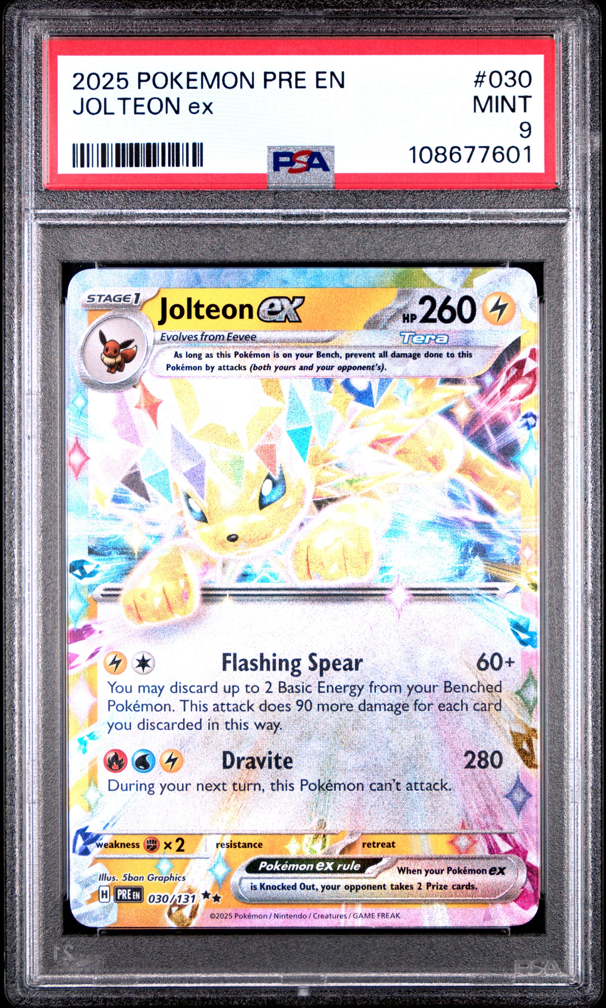 JOLTEON EX 30/131 Common POKEMON PRE EN-PRISMATIC EVOLUTIONS PSA9 MINT 9 PSA population 640 <a href=https://www.psacard.com/cert/108677601/psa>https://www.psacard.com/cert/108677601/psa</a>