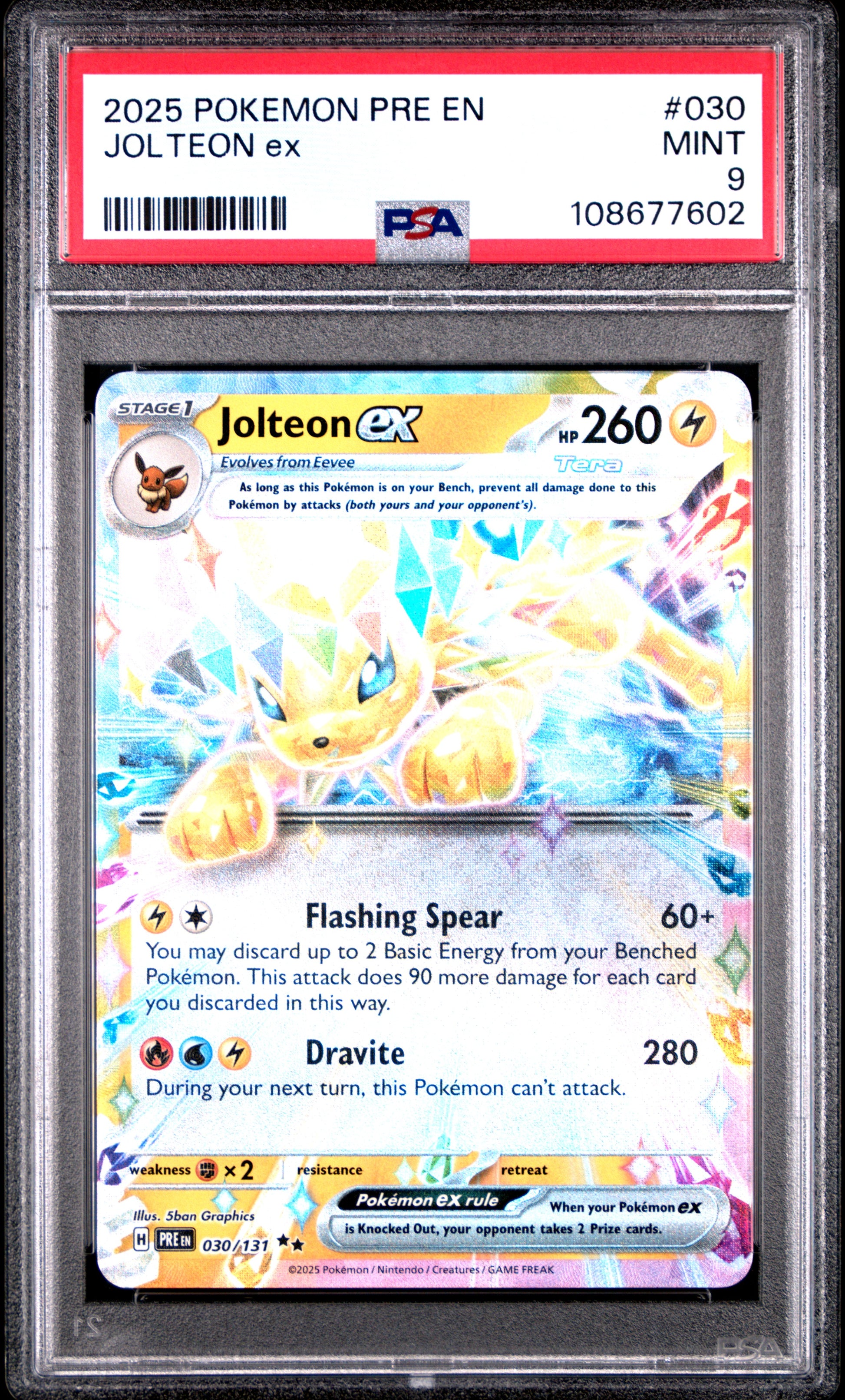 JOLTEON EX 30/131 Common POKEMON PRE EN-PRISMATIC EVOLUTIONS PSA9 MINT 9 PSA population 640 <a href=https://www.psacard.com/cert/108677602/psa>https://www.psacard.com/cert/108677602/psa</a>