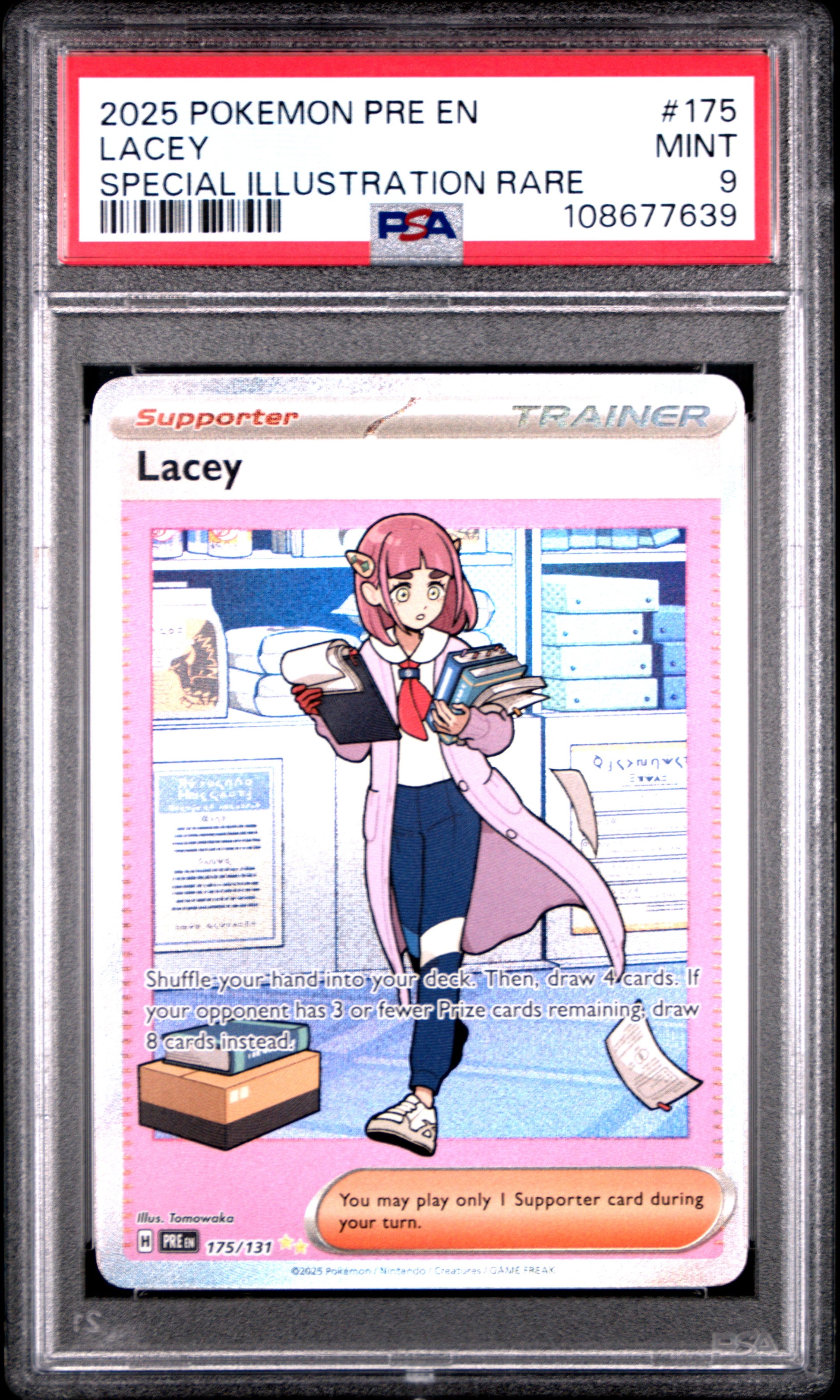 LACEY 175/131 Common POKEMON PRE EN-PRISMATIC EVOLUTIONS SPECIAL ILLUSTRATION RARE PSA9 MINT 9 PSA population 609 <a href=https://www.psacard.com/cert/108677639/psa>https://www.psacard.com/cert/108677639/psa</a>