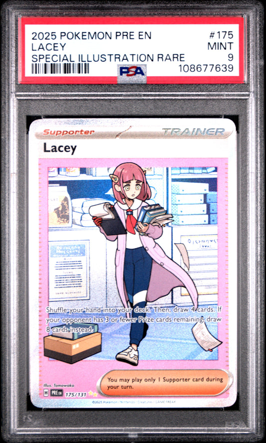 LACEY 175/131 Common POKEMON PRE EN-PRISMATIC EVOLUTIONS SPECIAL ILLUSTRATION RARE PSA9 MINT 9 PSA population 609 <a href=https://www.psacard.com/cert/108677639/psa>https://www.psacard.com/cert/108677639/psa</a>