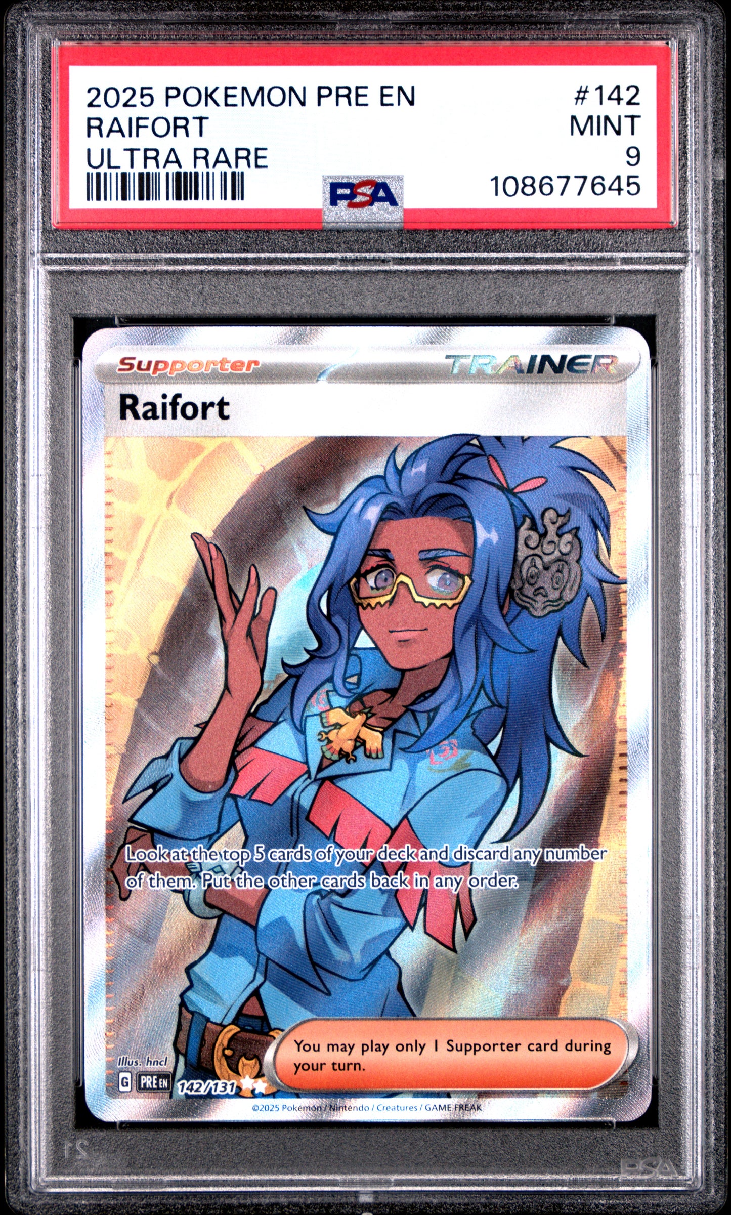 RAIFORT 142/131 Common POKEMON PRE EN-PRISMATIC EVOLUTIONS ULTRA RARE PSA9 MINT 9 PSA population 201 <a href=https://www.psacard.com/cert/108677645/psa>https://www.psacard.com/cert/108677645/psa</a>