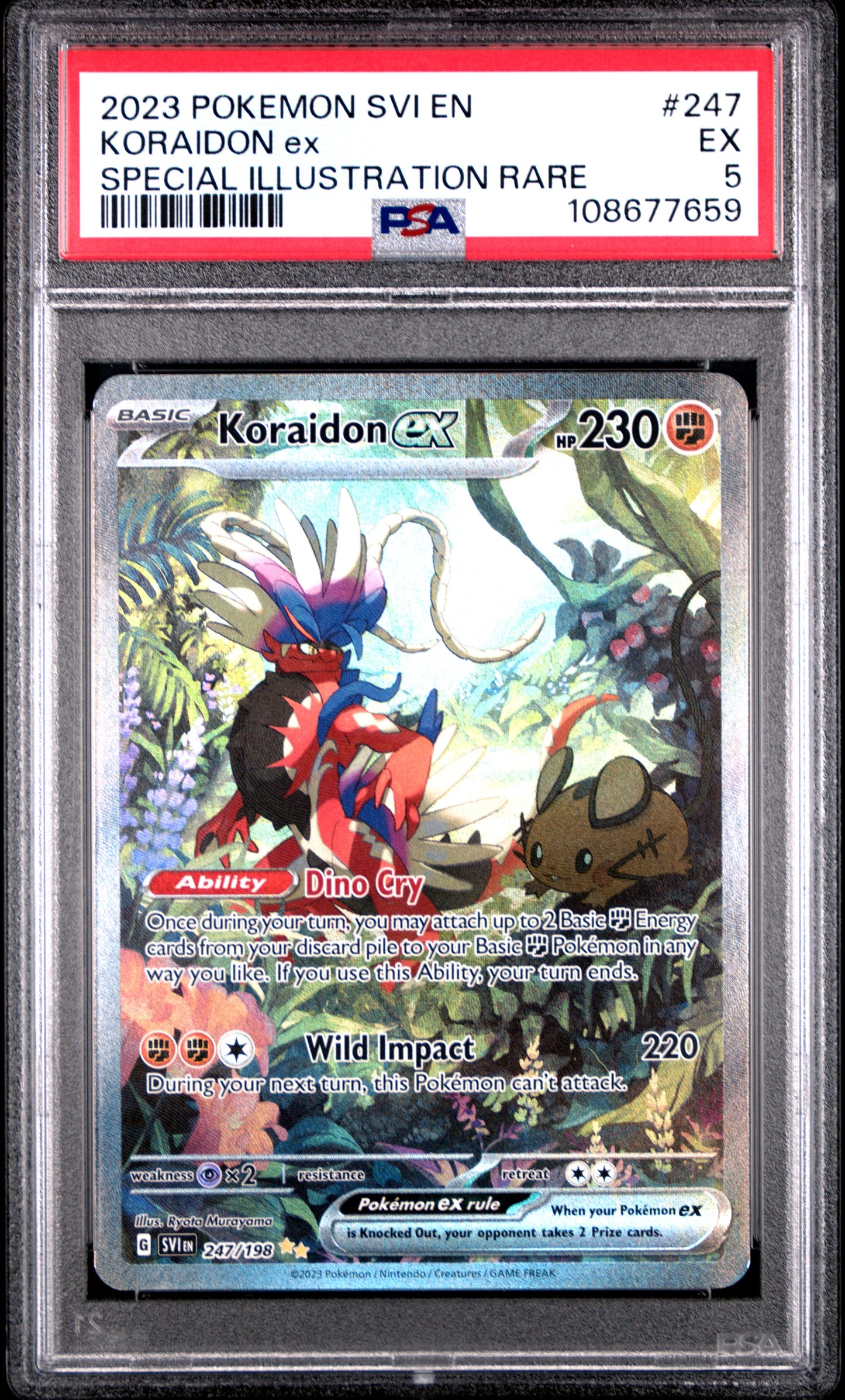 KORAIDON EX 247/198 Common POKEMON SVI EN-SCARLET & VIOLET SPECIAL ILLUSTRATION RARE PSA5 EX 5 PSA population 17 <a href=https://www.psacard.com/cert/108677659/psa>https://www.psacard.com/cert/108677659/psa</a>