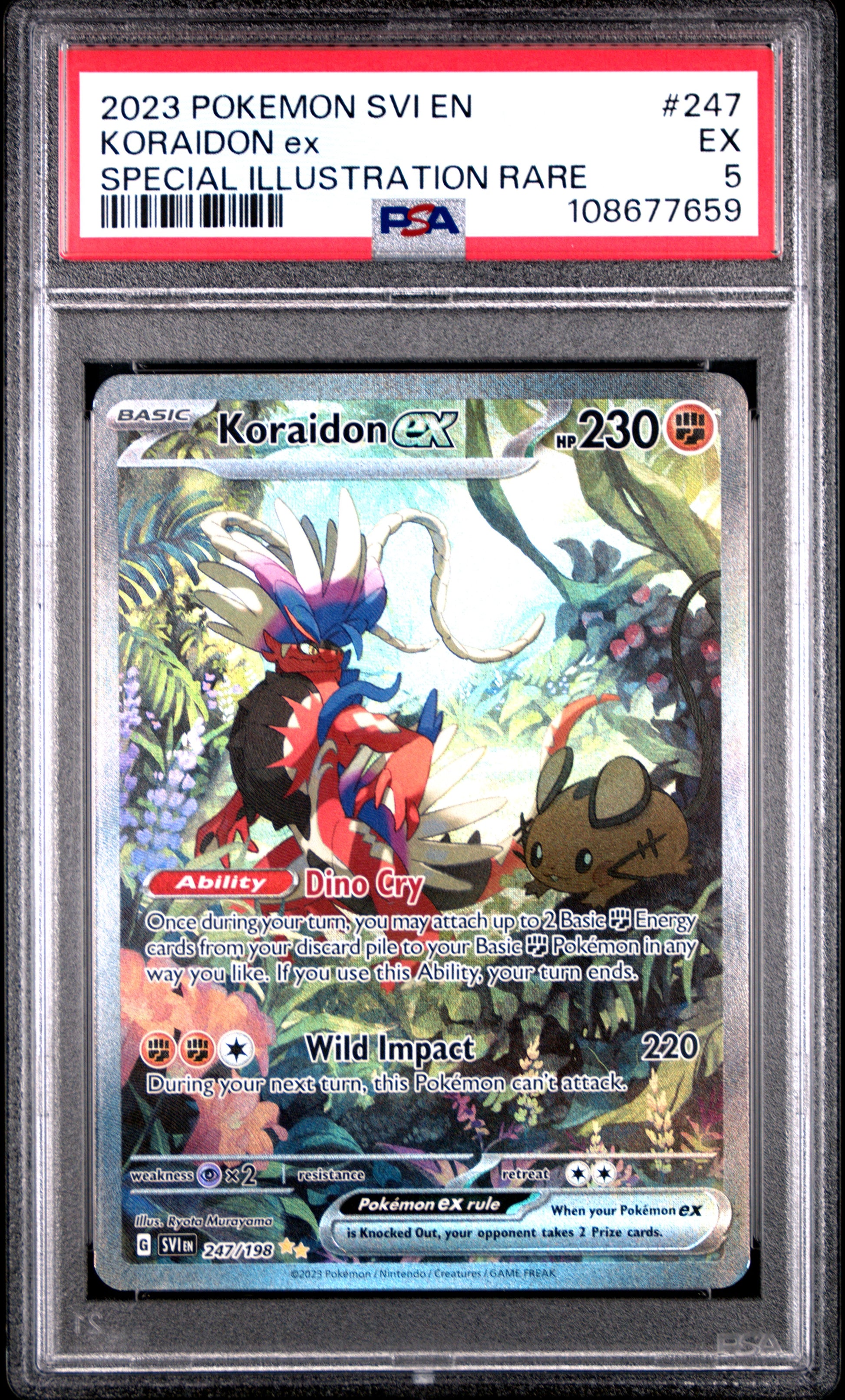 KORAIDON EX 247/198 Common POKEMON SVI EN-SCARLET & VIOLET SPECIAL ILLUSTRATION RARE PSA5 EX 5 PSA population 17 <a href=https://www.psacard.com/cert/108677659/psa>https://www.psacard.com/cert/108677659/psa</a>