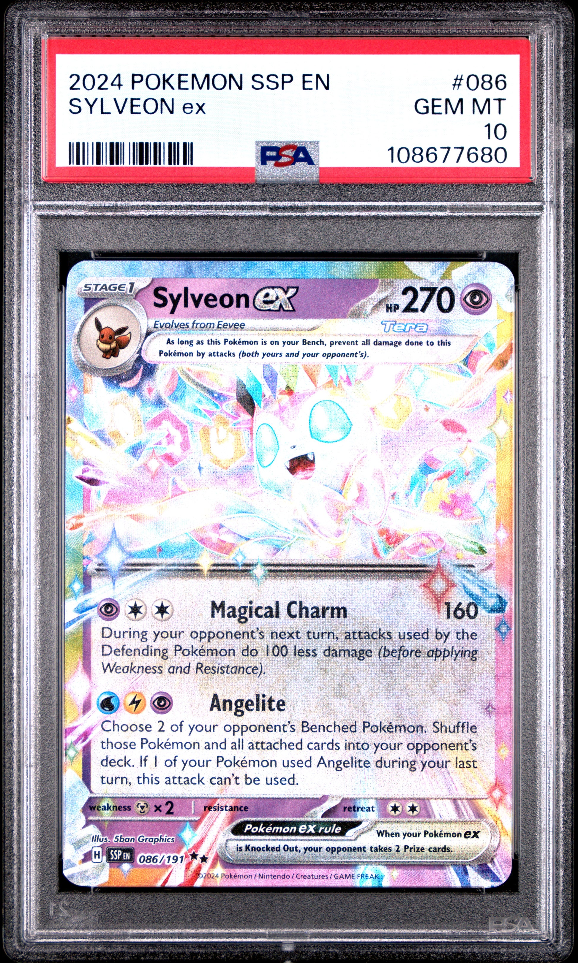 SYLVEON EX 86/191 Common POKEMON SSP EN-SURGING SPARKS PSA10 GEM MT 10 PSA population 783 <a href=https://www.psacard.com/cert/108677680/psa>https://www.psacard.com/cert/108677680/psa</a>