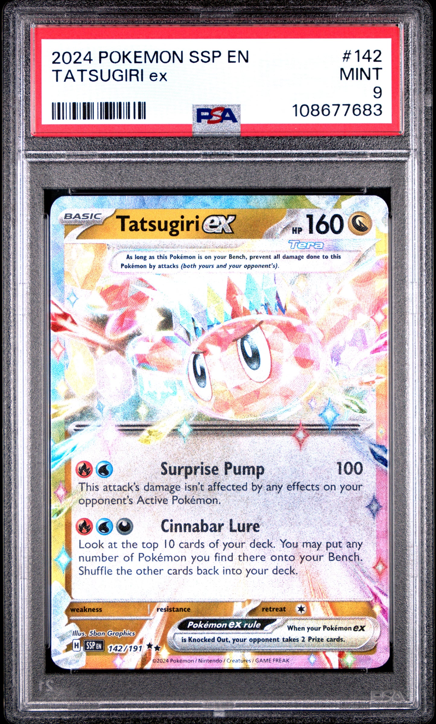 TATSUGIRI EX 142/191 Common POKEMON SSP EN-SURGING SPARKS PSA9 MINT 9 PSA population 163 <a href=https://www.psacard.com/cert/108677683/psa>https://www.psacard.com/cert/108677683/psa</a>