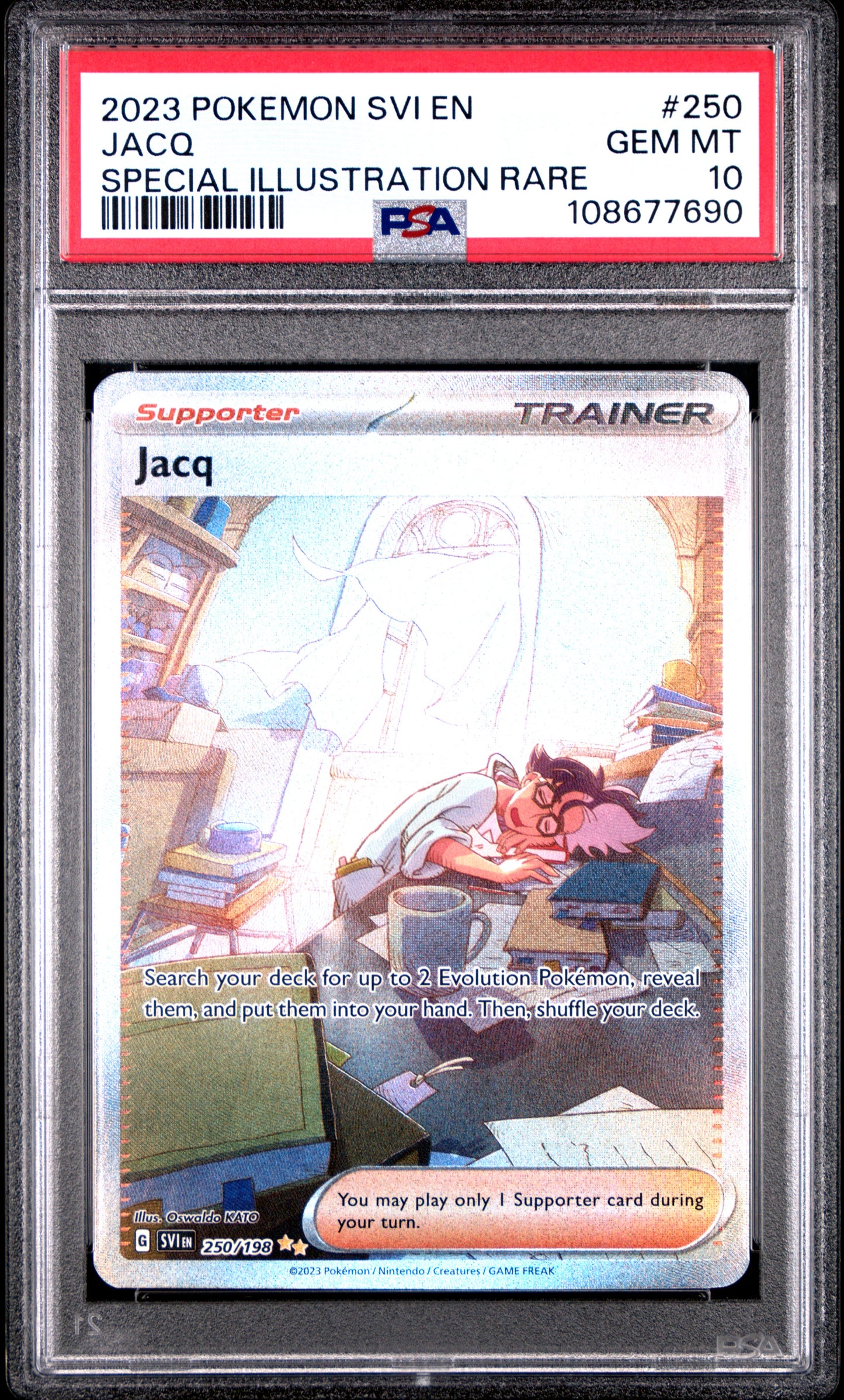 JACQ 250/198 Common POKEMON SVI EN-SCARLET & VIOLET SPECIAL ILLUSTRATION RARE PSA10 GEM MT 10 PSA population 349 <a href=https://www.psacard.com/cert/108677690/psa>https://www.psacard.com/cert/108677690/psa</a>