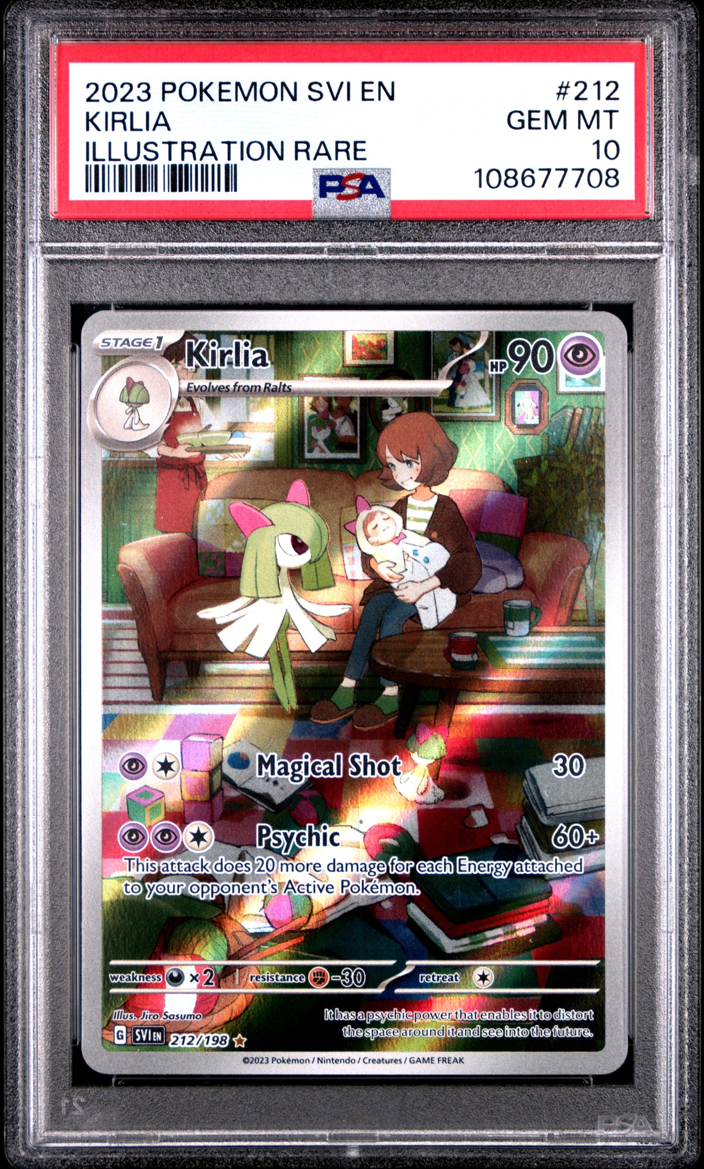 KIRLIA 212/198 Common POKEMON SVI EN-SCARLET & VIOLET ILLUSTRATION RARE PSA10 GEM MT 10 PSA population 846 <a href=https://www.psacard.com/cert/108677708/psa>https://www.psacard.com/cert/108677708/psa</a>