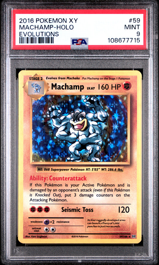 MACHAMP-HOLO 59/108 Common POKEMON XY EVOLUTIONS EVOLUTIONS PSA9 MINT 9 PSA population 1886 <a href=https://www.psacard.com/cert/108677715/psa>https://www.psacard.com/cert/108677715/psa</a>