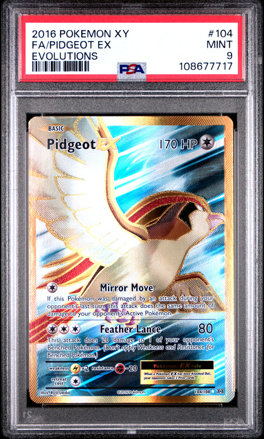 FA/PIDGEOT EX 104/108 Common POKEMON XY EVOLUTIONS EVOLUTIONS PSA9 MINT 9 PSA population 1412 <a href=https://www.psacard.com/cert/108677717/psa>https://www.psacard.com/cert/108677717/psa</a>