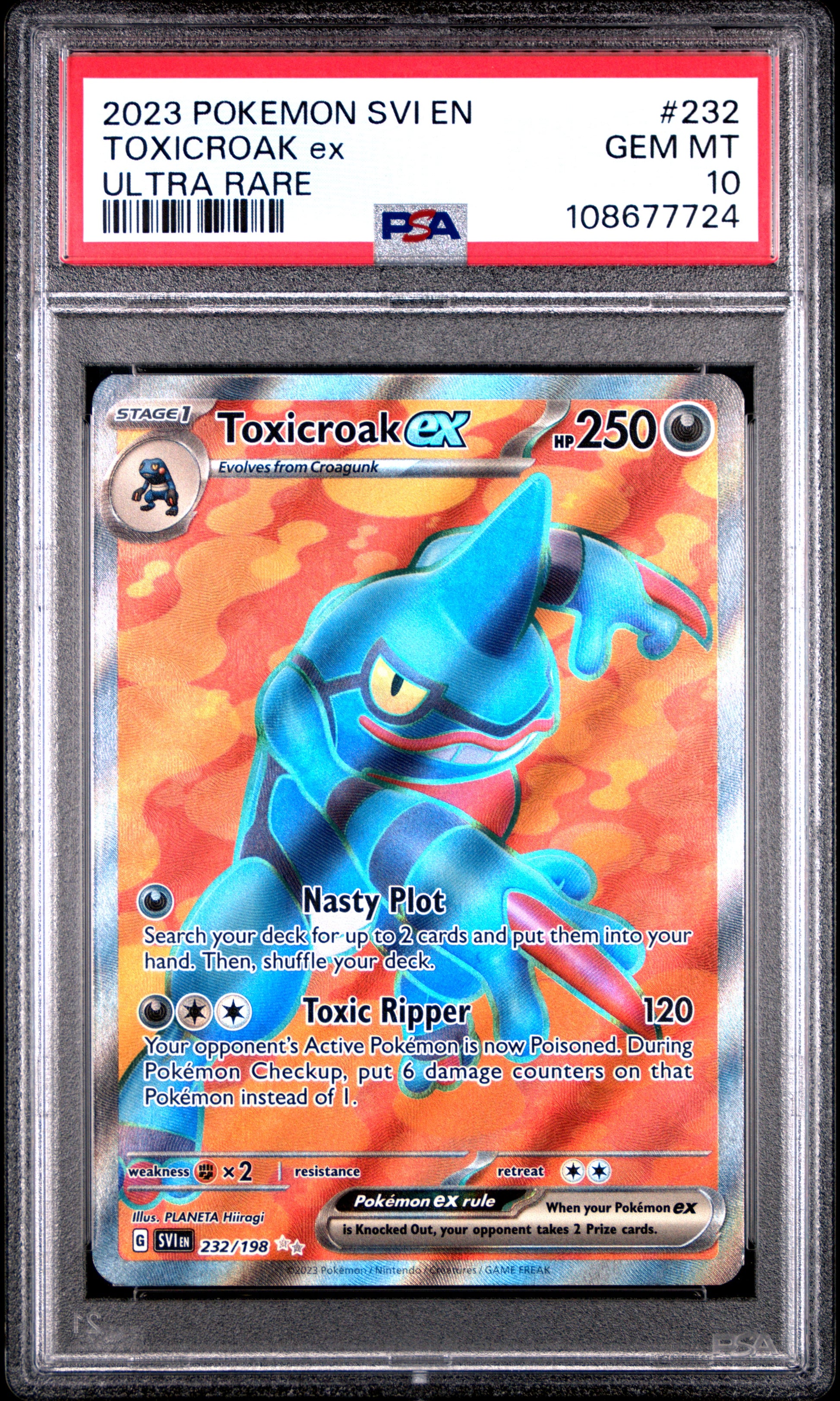 TOXICROAK EX 232/198 Common POKEMON SVI EN-SCARLET & VIOLET ULTRA RARE PSA10 GEM MT 10 PSA population 138 <a href=https://www.psacard.com/cert/108677724/psa>https://www.psacard.com/cert/108677724/psa</a>