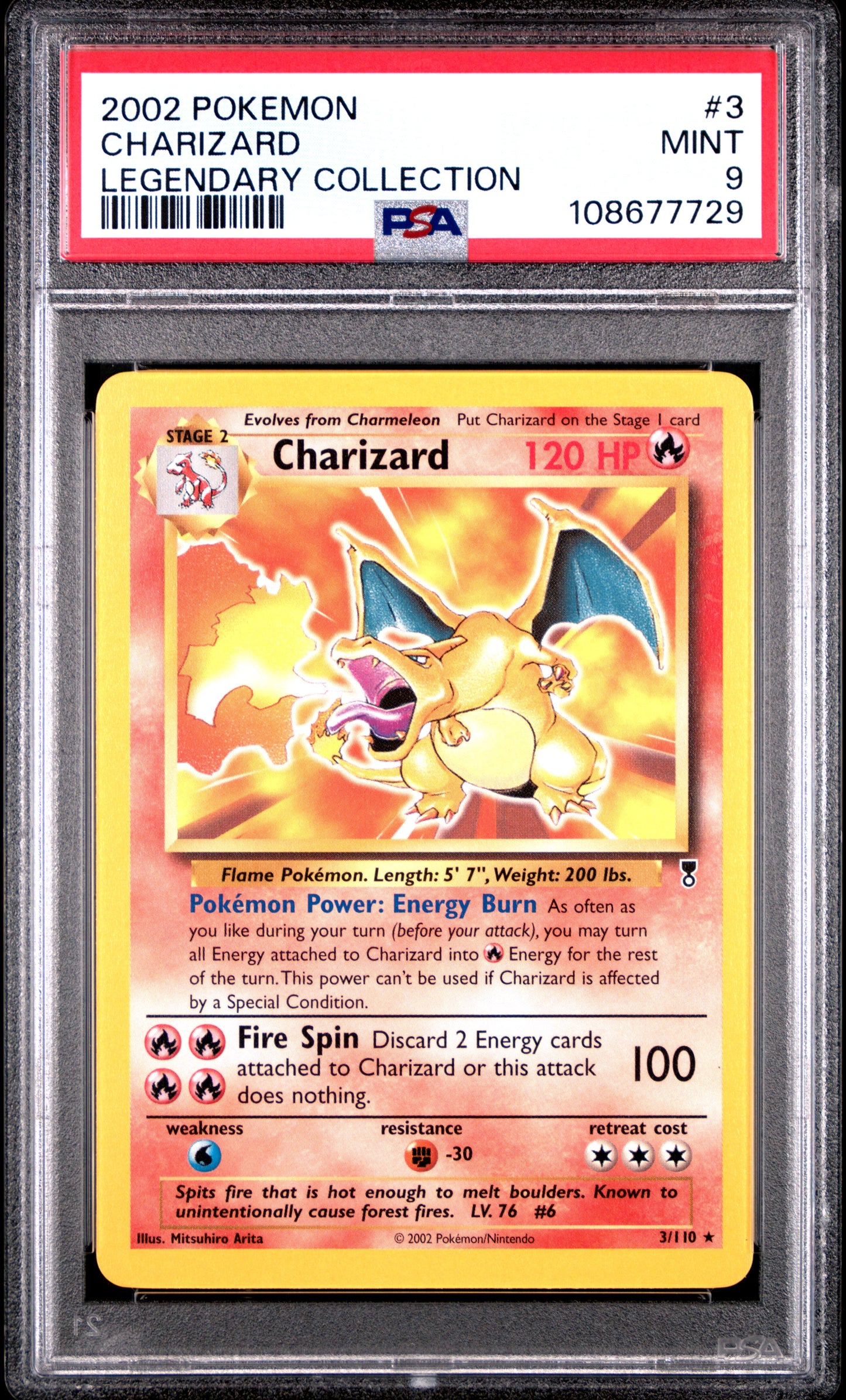 CHARIZARD 3/110 Common POKEMON LEGENDARY COLLECTION LEGENDARY COLLECTION PSA9 MINT 9 PSA population 351 <a href=https://www.psacard.com/cert/108677729/psa>https://www.psacard.com/cert/108677729/psa</a>