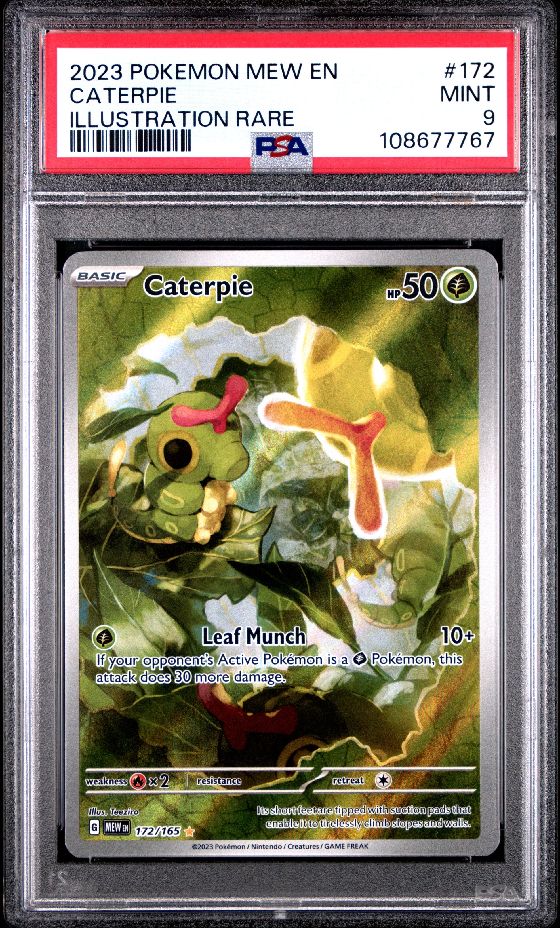 CATERPIE 172/165 Common POKEMON MEW EN-151 ILLUSTRATION RARE PSA9 MINT 9 PSA population 2118 <a href=https://www.psacard.com/cert/108677767/psa>https://www.psacard.com/cert/108677767/psa</a>