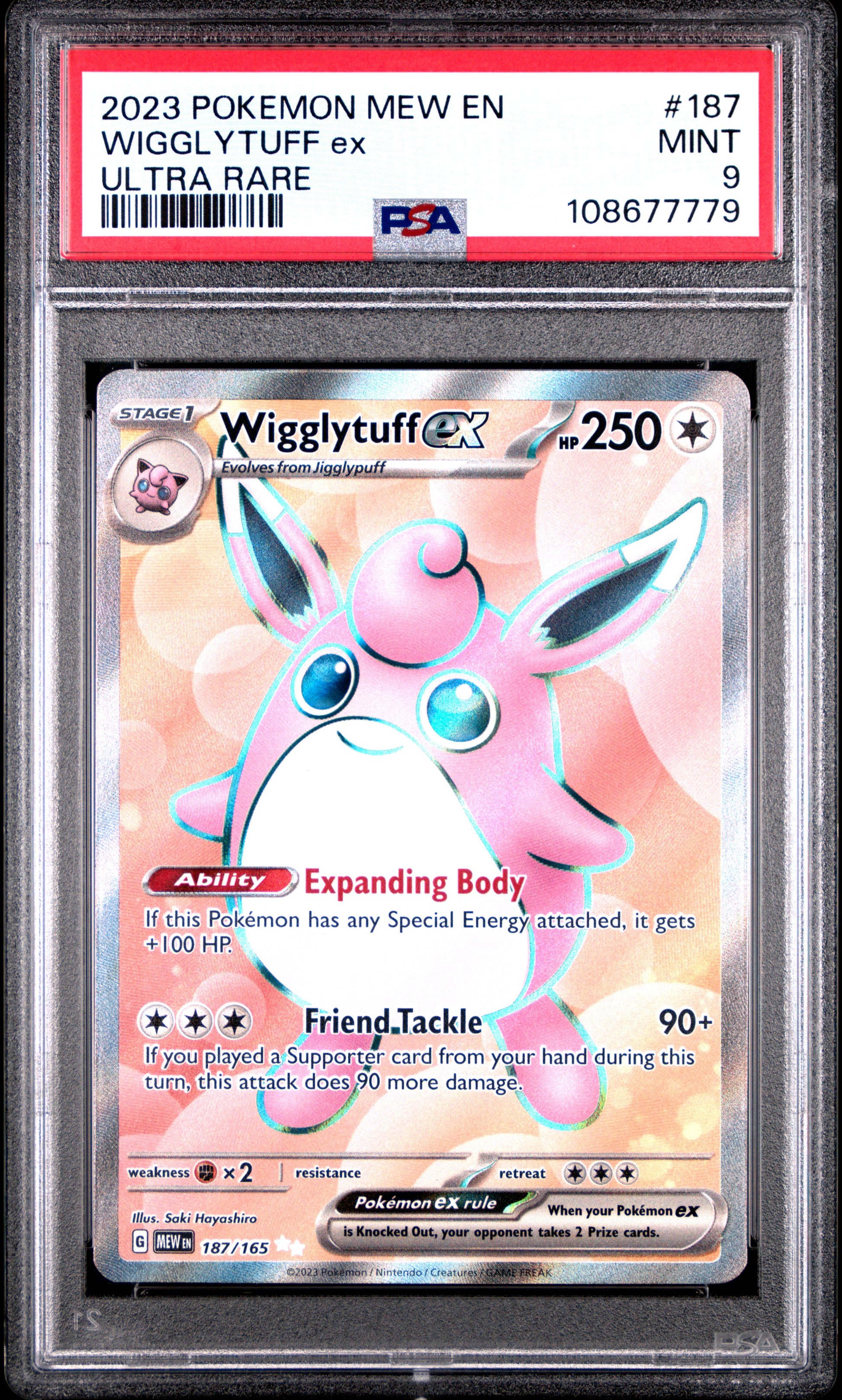 WIGGLYTUFF EX 187/165 Common POKEMON MEW EN-151 ULTRA RARE PSA9 MINT 9 PSA population 578 <a href=https://www.psacard.com/cert/108677779/psa>https://www.psacard.com/cert/108677779/psa</a>