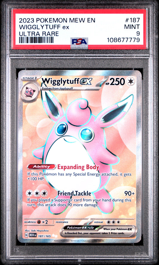 WIGGLYTUFF EX 187/165 Common POKEMON MEW EN-151 ULTRA RARE PSA9 MINT 9 PSA population 578 <a href=https://www.psacard.com/cert/108677779/psa>https://www.psacard.com/cert/108677779/psa</a>
