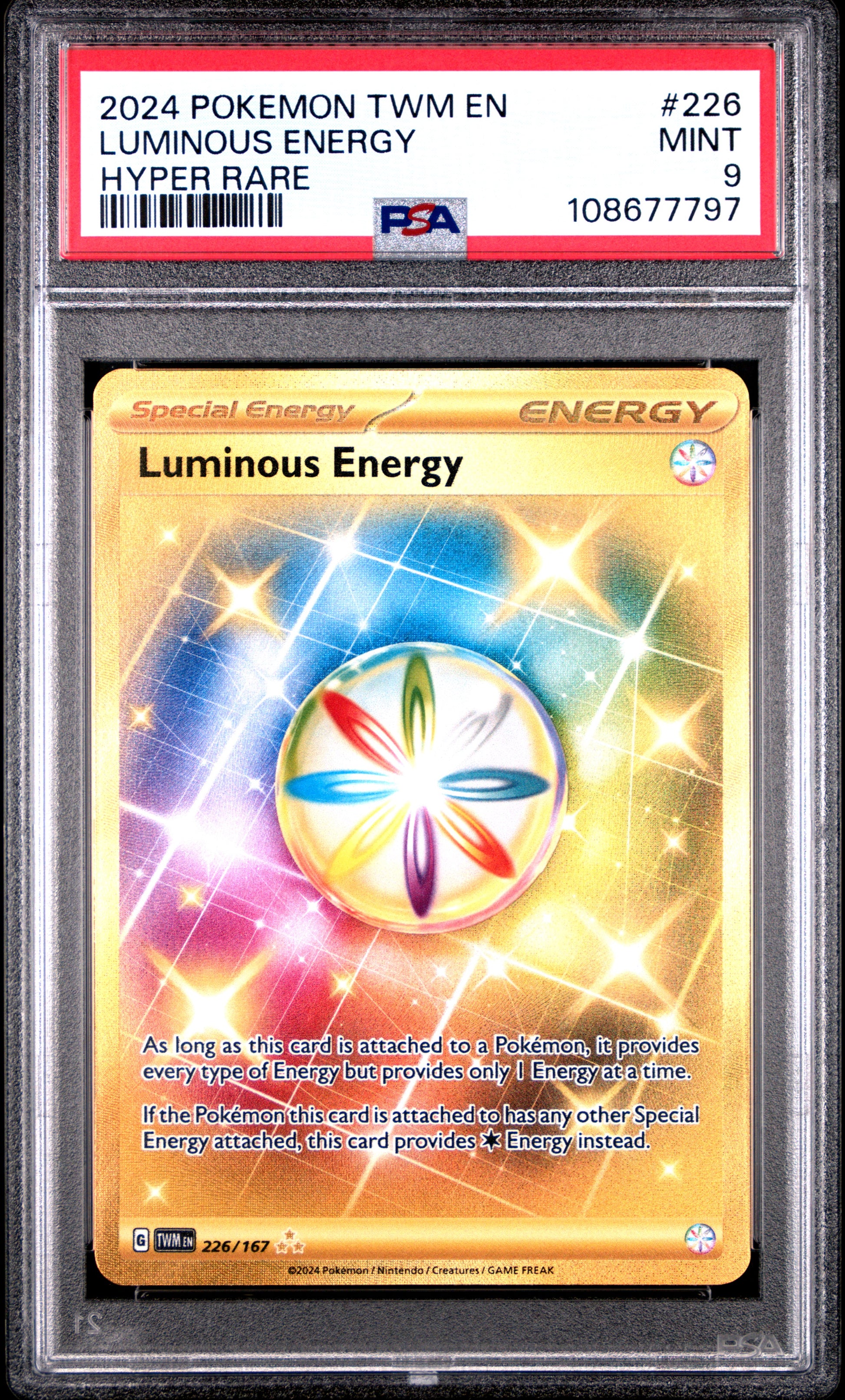 LUMINOUS ENERGY 226/167 Common POKEMON TWM EN-TWILIGHT MASQUERADE HYPER RARE PSA9 MINT 9 PSA population 122 <a href=https://www.psacard.com/cert/108677797/psa>https://www.psacard.com/cert/108677797/psa</a>