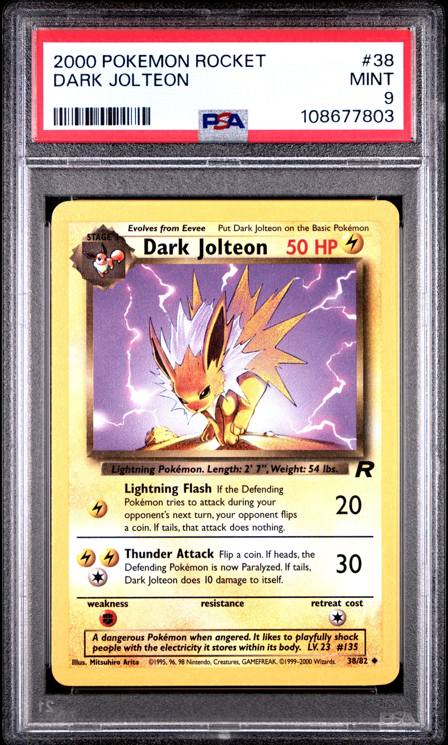 DARK JOLTEON 38/82 Common POKEMON ROCKET PSA9 MINT 9 PSA population 235 <a href=https://www.psacard.com/cert/108677803/psa>https://www.psacard.com/cert/108677803/psa</a>