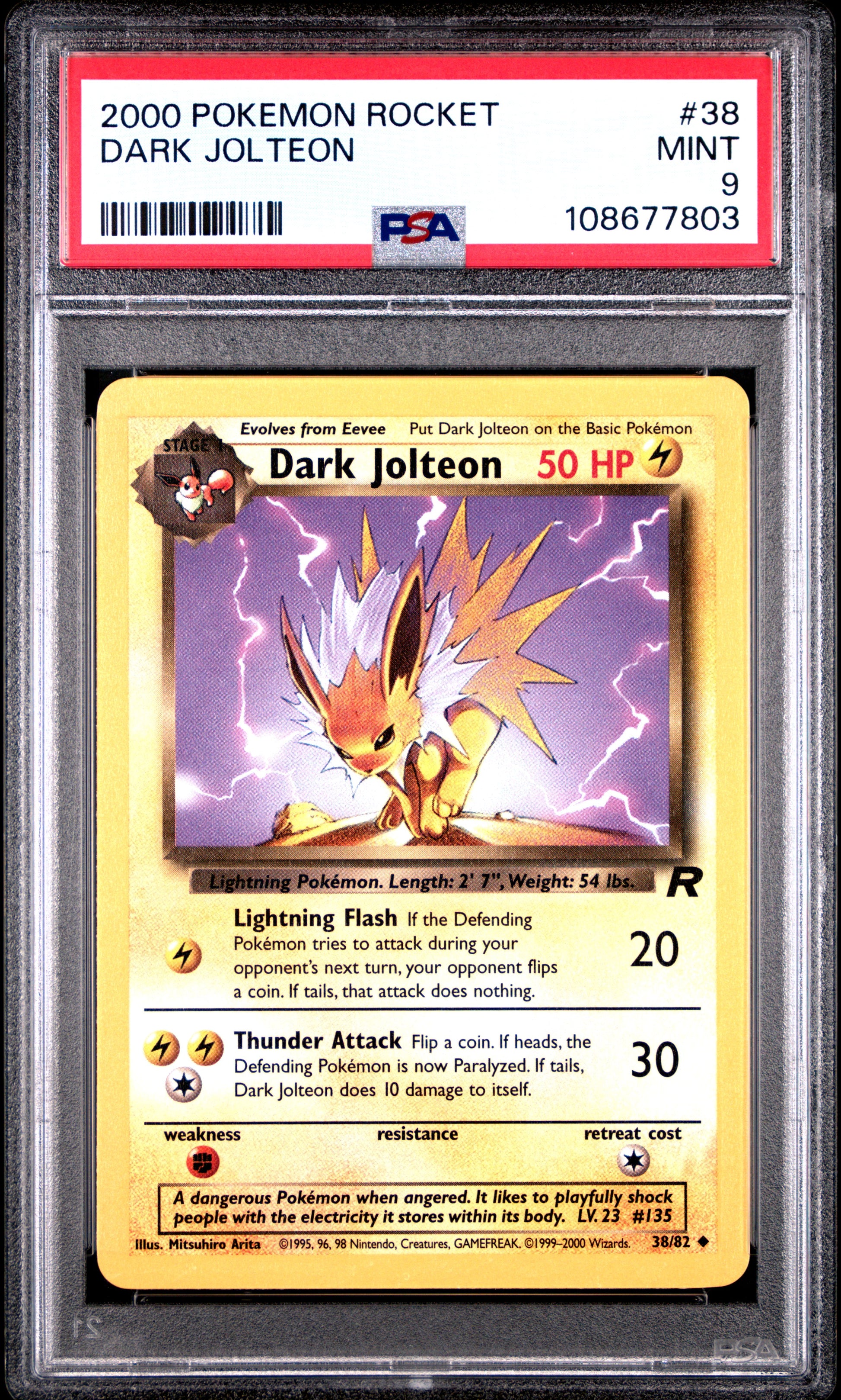 DARK JOLTEON 38/82 Common POKEMON ROCKET PSA9 MINT 9 PSA population 235 <a href=https://www.psacard.com/cert/108677803/psa>https://www.psacard.com/cert/108677803/psa</a>