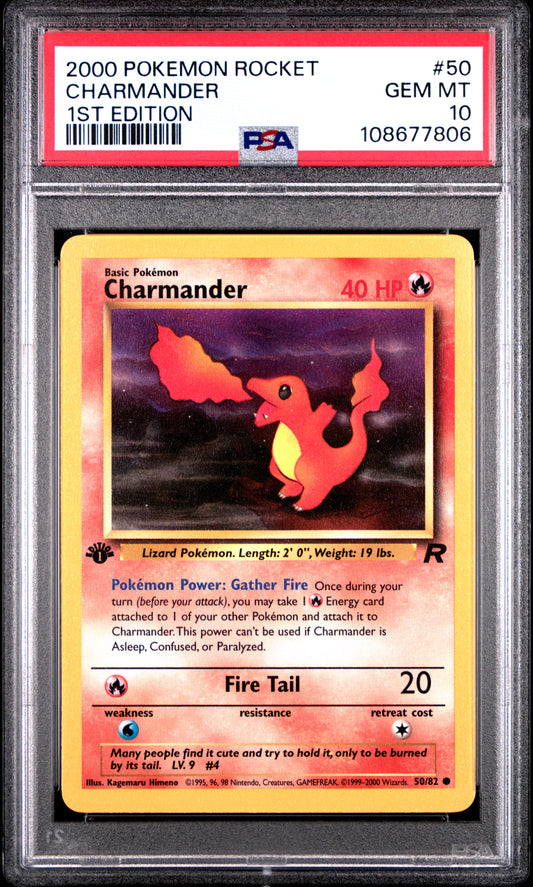 CHARMANDER 50/82 [1st Edition] POKEMON ROCKET 1ST EDITION PSA10 GEM MT 10 PSA population 2022 <a href=https://www.psacard.com/cert/108677806/psa>https://www.psacard.com/cert/108677806/psa</a>