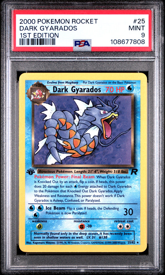 DARK GYARADOS 25/82 [1st Edition] POKEMON ROCKET 1ST EDITION PSA9 MINT 9 PSA population 838 <a href=https://www.psacard.com/cert/108677808/psa>https://www.psacard.com/cert/108677808/psa</a>