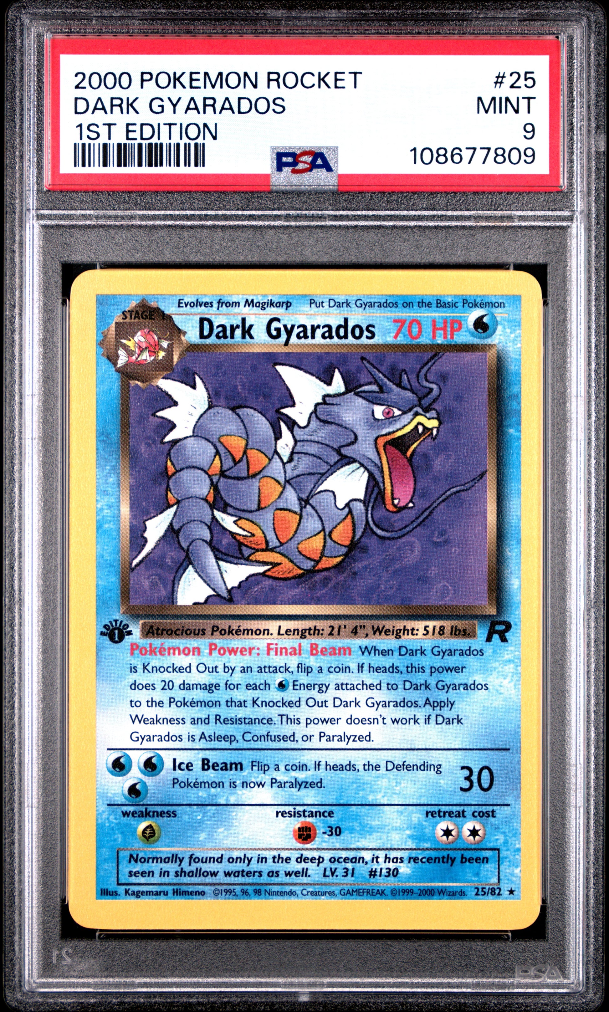 DARK GYARADOS 25/82 [1st Edition] POKEMON ROCKET 1ST EDITION PSA9 MINT 9 PSA population 838 <a href=https://www.psacard.com/cert/108677809/psa>https://www.psacard.com/cert/108677809/psa</a>