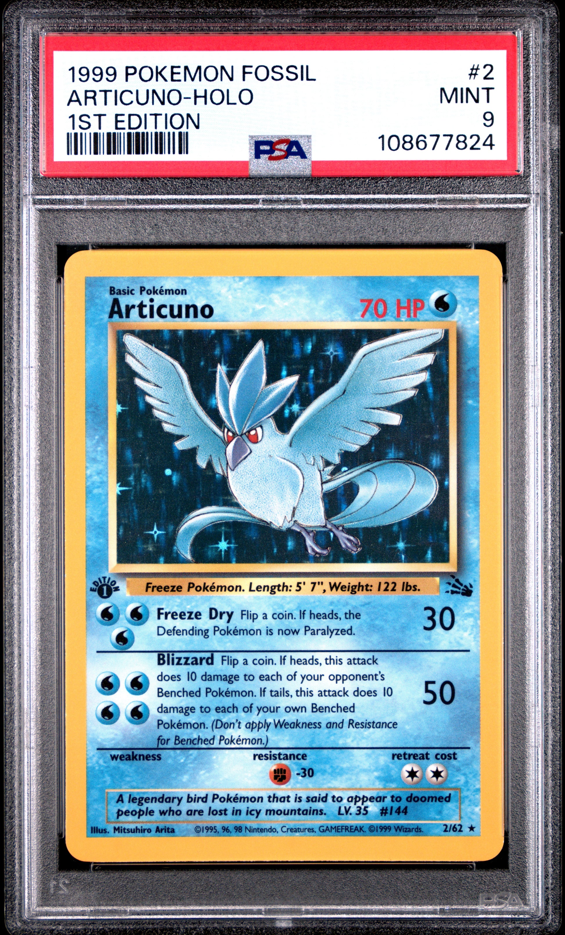 ARTICUNO-HOLO 2/62 [1st Edition]  POKEMON FOSSIL 1ST EDITION PSA9 MINT 9 PSA population 1620 <a href=https://www.psacard.com/cert/108677824/psa>https://www.psacard.com/cert/108677824/psa</a>