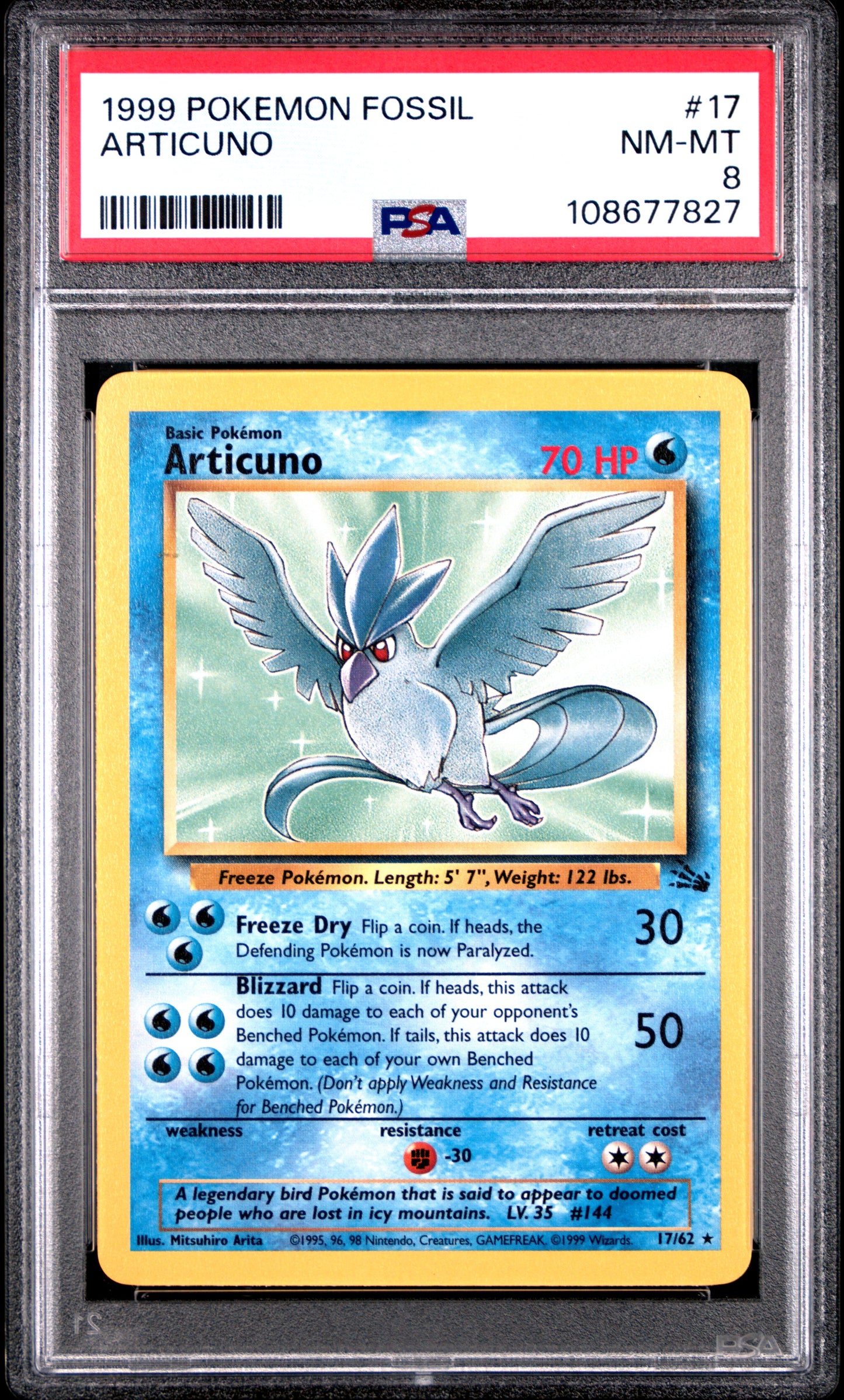 ARTICUNO 17/62 Common POKEMON FOSSIL PSA8 NM-MT 8 PSA population 286 <a href=https://www.psacard.com/cert/108677827/psa>https://www.psacard.com/cert/108677827/psa</a>