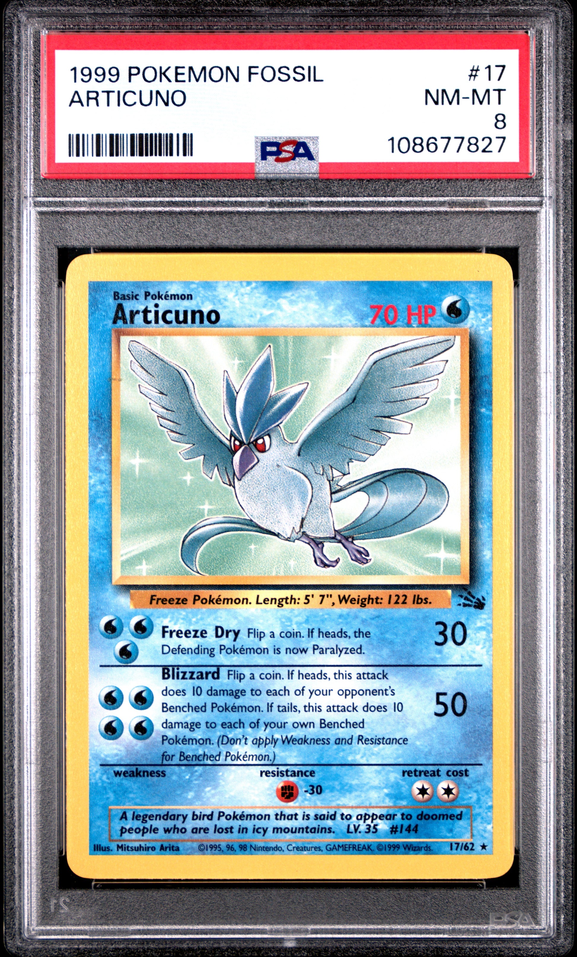ARTICUNO 17/62 Common POKEMON FOSSIL PSA8 NM-MT 8 PSA population 286 <a href=https://www.psacard.com/cert/108677827/psa>https://www.psacard.com/cert/108677827/psa</a>