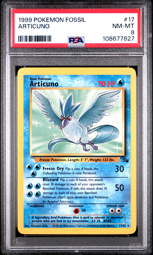 ARTICUNO 17/62 Common POKEMON FOSSIL PSA8 NM-MT 8 PSA population 286 <a href=https://www.psacard.com/cert/108677827/psa>https://www.psacard.com/cert/108677827/psa</a>