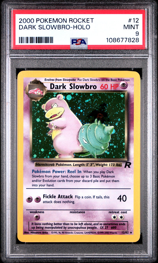 DARK SLOWBRO-HOLO 12/82 Common POKEMON ROCKET PSA9 MINT 9 PSA population 544 <a href=https://www.psacard.com/cert/108677828/psa>https://www.psacard.com/cert/108677828/psa</a>
