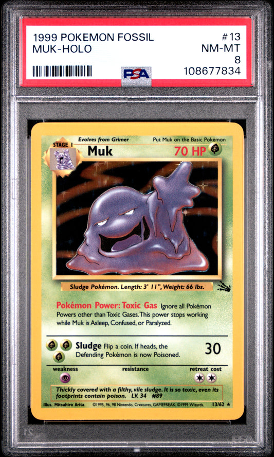 MUK-HOLO 13/62 Common POKEMON FOSSIL PSA8 NM-MT 8 PSA population 2080 <a href=https://www.psacard.com/cert/108677834/psa>https://www.psacard.com/cert/108677834/psa</a>