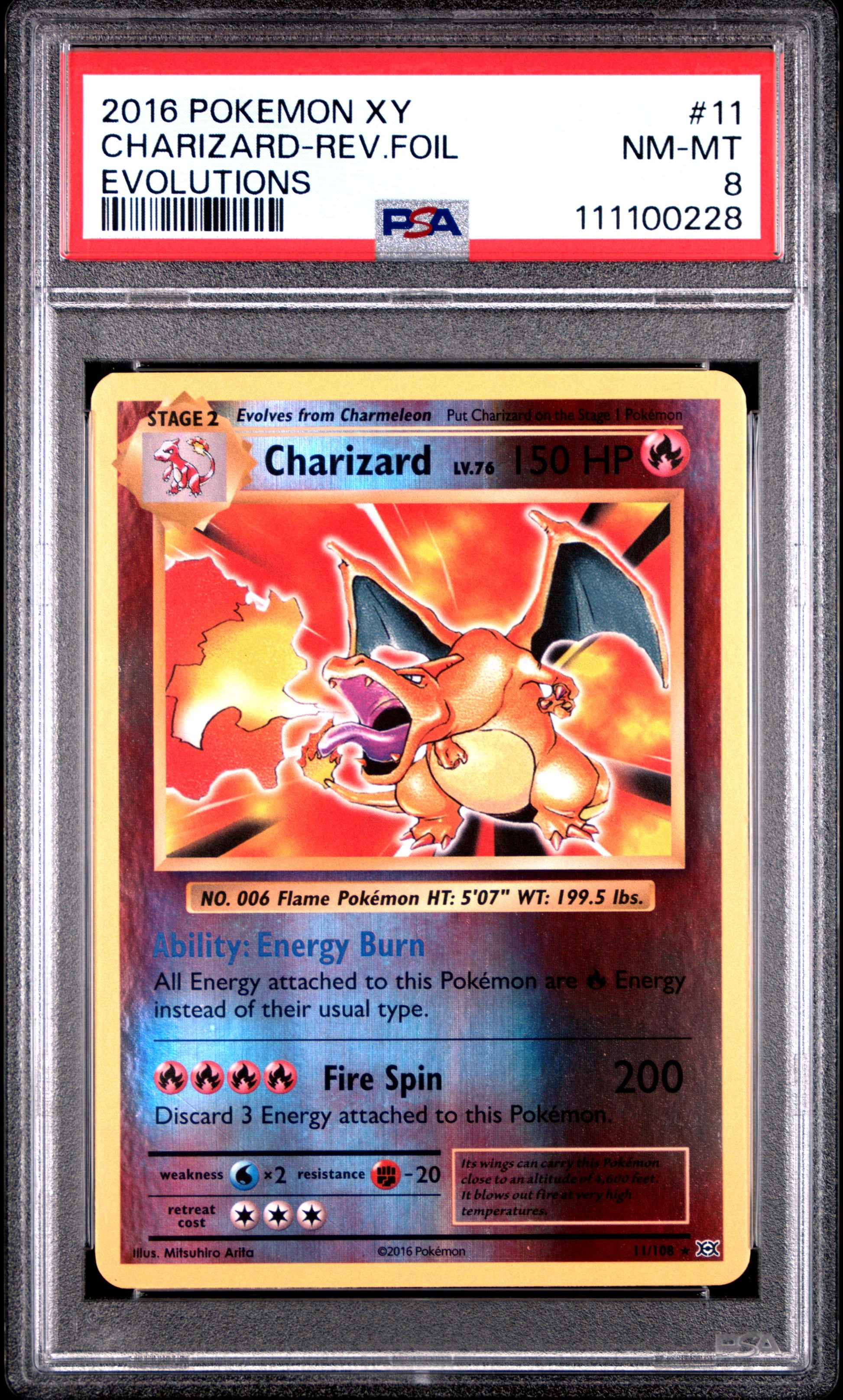 CHARIZARD-REV.FOIL 11/108 [Reverse Holo] POKEMON XY EVOLUTIONS EVOLUTIONS PSA8 NM-MT 8 PSA population 6884 <a href=https://www.psacard.com/cert/111100228/psa>https://www.psacard.com/cert/111100228/psa</a>