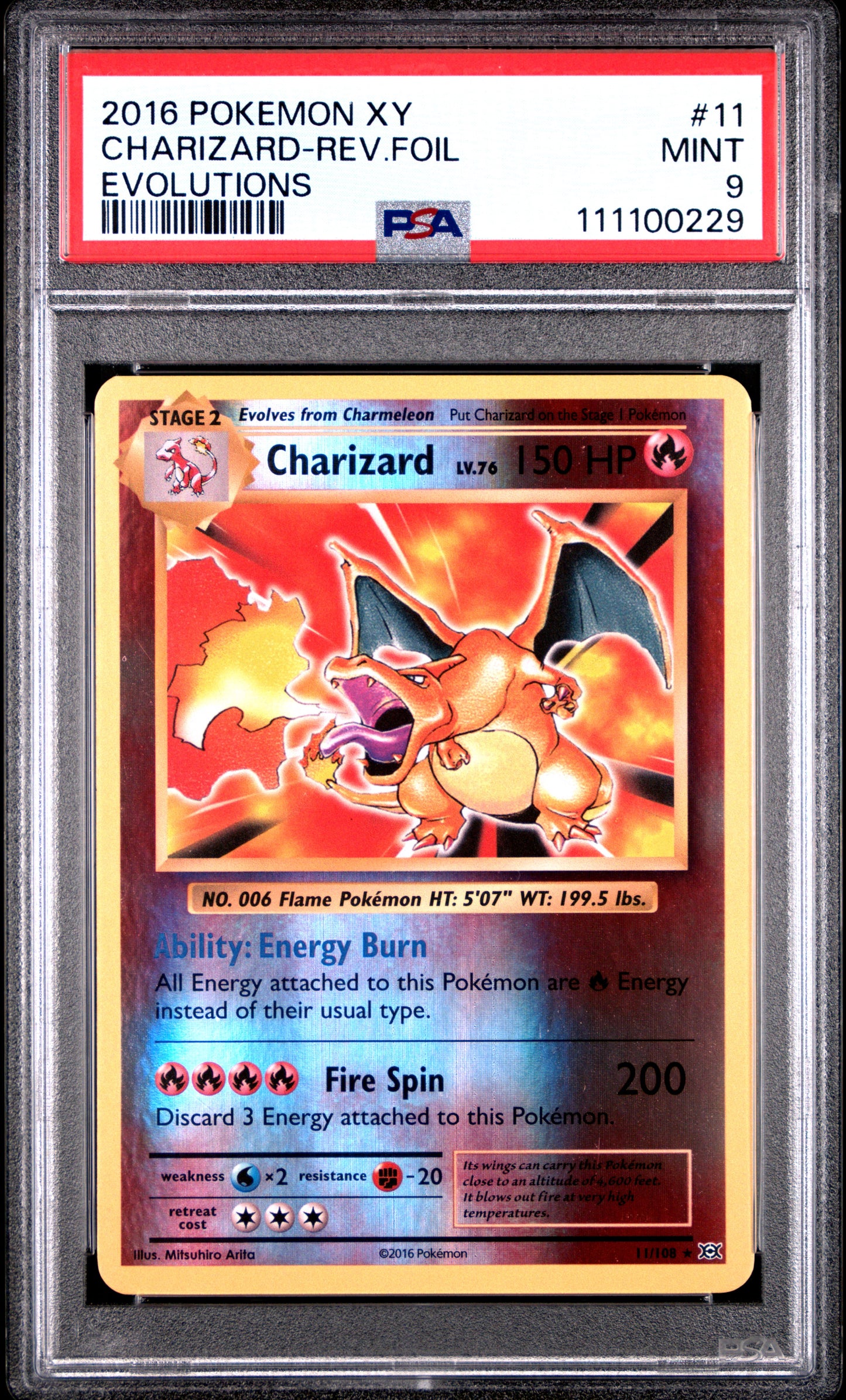 CHARIZARD-REV.FOIL 11/108 [Reverse Holo] POKEMON XY EVOLUTIONS EVOLUTIONS PSA9 MINT 9 PSA population 12006 <a href=https://www.psacard.com/cert/111100229/psa>https://www.psacard.com/cert/111100229/psa</a>