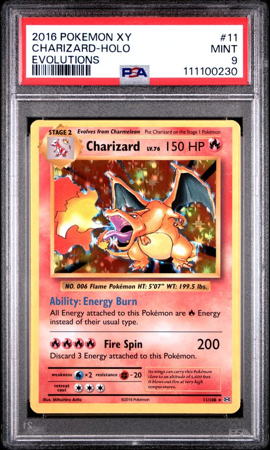 CHARIZARD-HOLO 11/108 Common POKEMON XY EVOLUTIONS EVOLUTIONS PSA9 MINT 9 PSA population 23226 <a href=https://www.psacard.com/cert/111100230/psa>https://www.psacard.com/cert/111100230/psa</a>