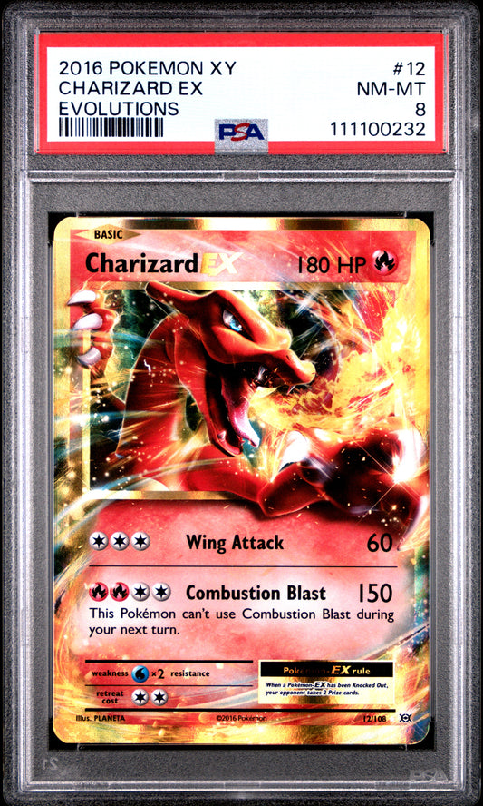 CHARIZARD EX 12/108 Common POKEMON XY EVOLUTIONS EVOLUTIONS PSA8 NM-MT 8 PSA population 1535 <a href=https://www.psacard.com/cert/111100232/psa>https://www.psacard.com/cert/111100232/psa</a>