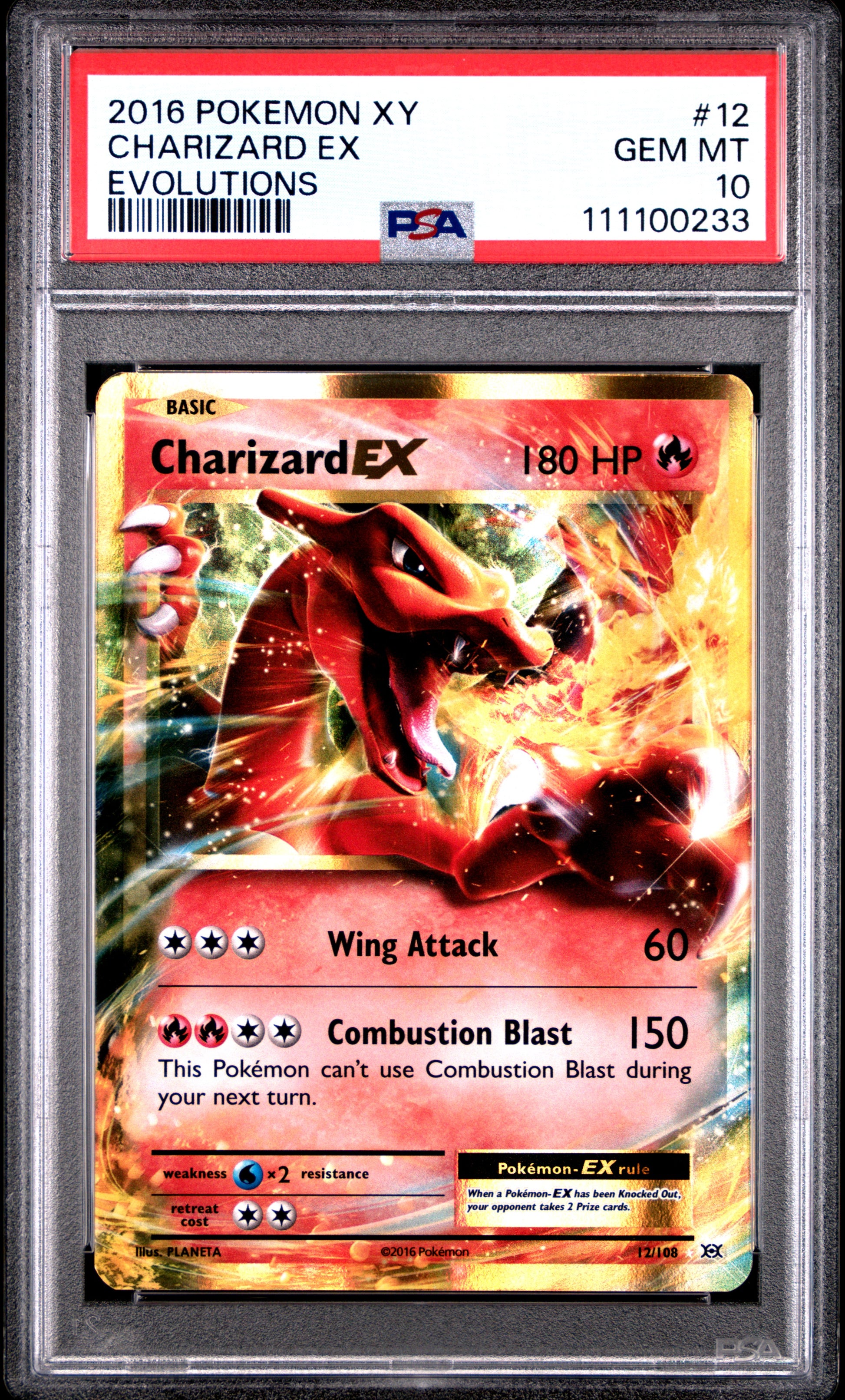 CHARIZARD EX 12/108 Common POKEMON XY EVOLUTIONS EVOLUTIONS PSA10 GEM MT 10 PSA population 4262 <a href=https://www.psacard.com/cert/111100233/psa>https://www.psacard.com/cert/111100233/psa</a>