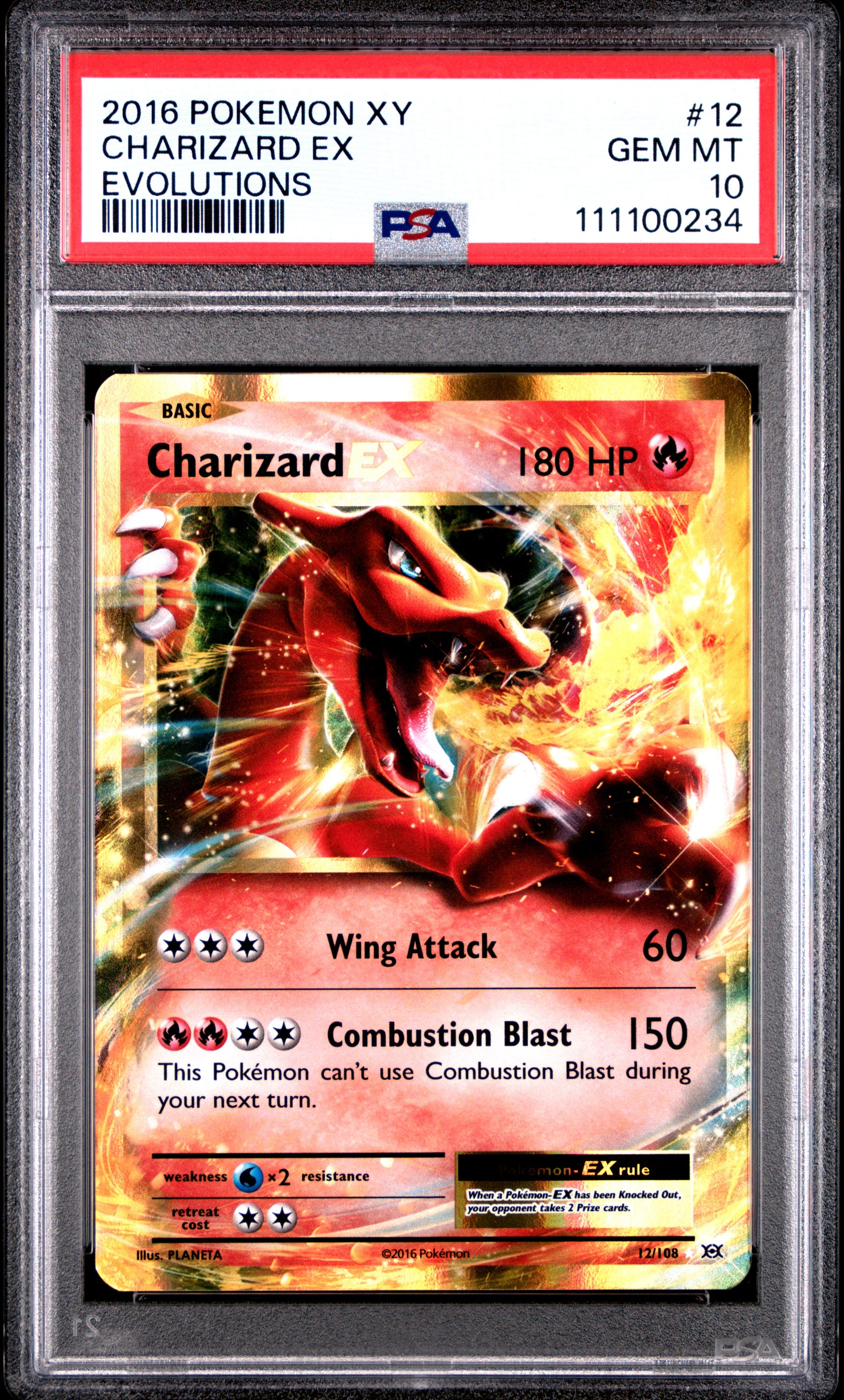 CHARIZARD EX 12/108 Common POKEMON XY EVOLUTIONS EVOLUTIONS PSA10 GEM MT 10 PSA population 4262 <a href=https://www.psacard.com/cert/111100234/psa>https://www.psacard.com/cert/111100234/psa</a>