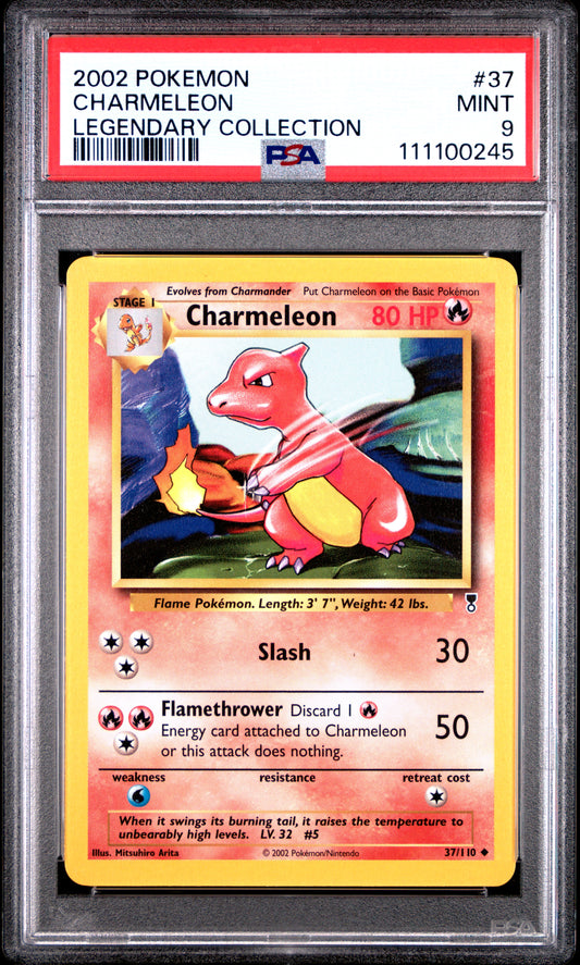 CHARMELEON 37/110 Common POKEMON LEGENDARY COLLECTION LEGENDARY COLLECTION PSA9 MINT 9 PSA population 105 <a href=https://www.psacard.com/cert/111100245/psa>https://www.psacard.com/cert/111100245/psa</a>
