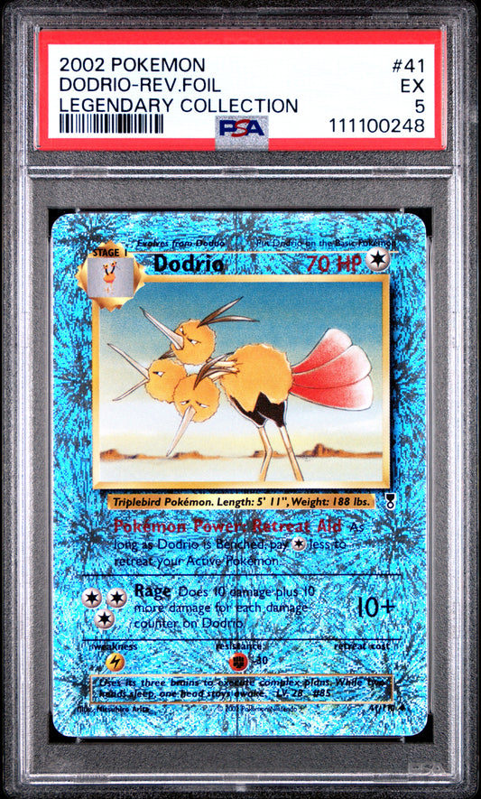 DODRIO-REV.FOIL 41/110 [Reverse Holo] POKEMON LEGENDARY COLLECTION LEGENDARY COLLECTION PSA5 EX 5 PSA population 42 <a href=https://www.psacard.com/cert/111100248/psa>https://www.psacard.com/cert/111100248/psa</a>