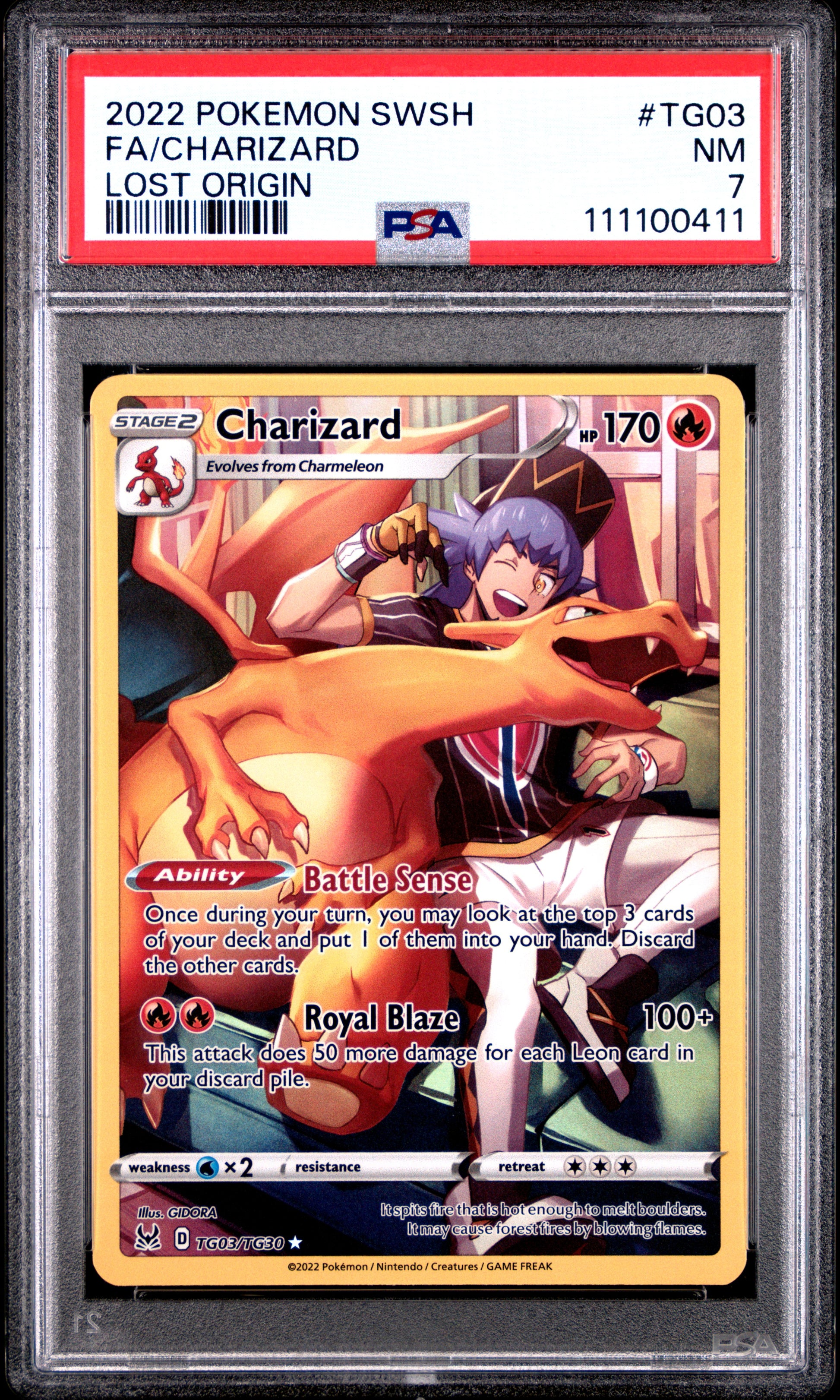 FA/CHARIZARD TG03/TG30 Common POKEMON SWORD & SHIELD LOST ORIGIN LOST ORIGIN PSA7 NM 7 PSA population 199 <a href=https://www.psacard.com/cert/111100411/psa>https://www.psacard.com/cert/111100411/psa</a>