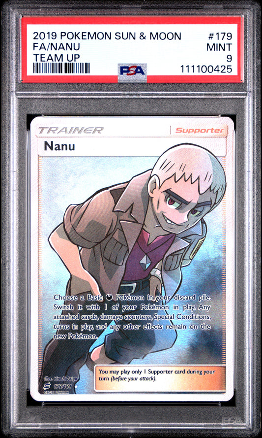 FA/NANU 179/181 Common POKEMON SUN & MOON TEAM UP TEAM UP PSA9 MINT 9 PSA population 50 <a href=https://www.psacard.com/cert/111100425/psa>https://www.psacard.com/cert/111100425/psa</a>