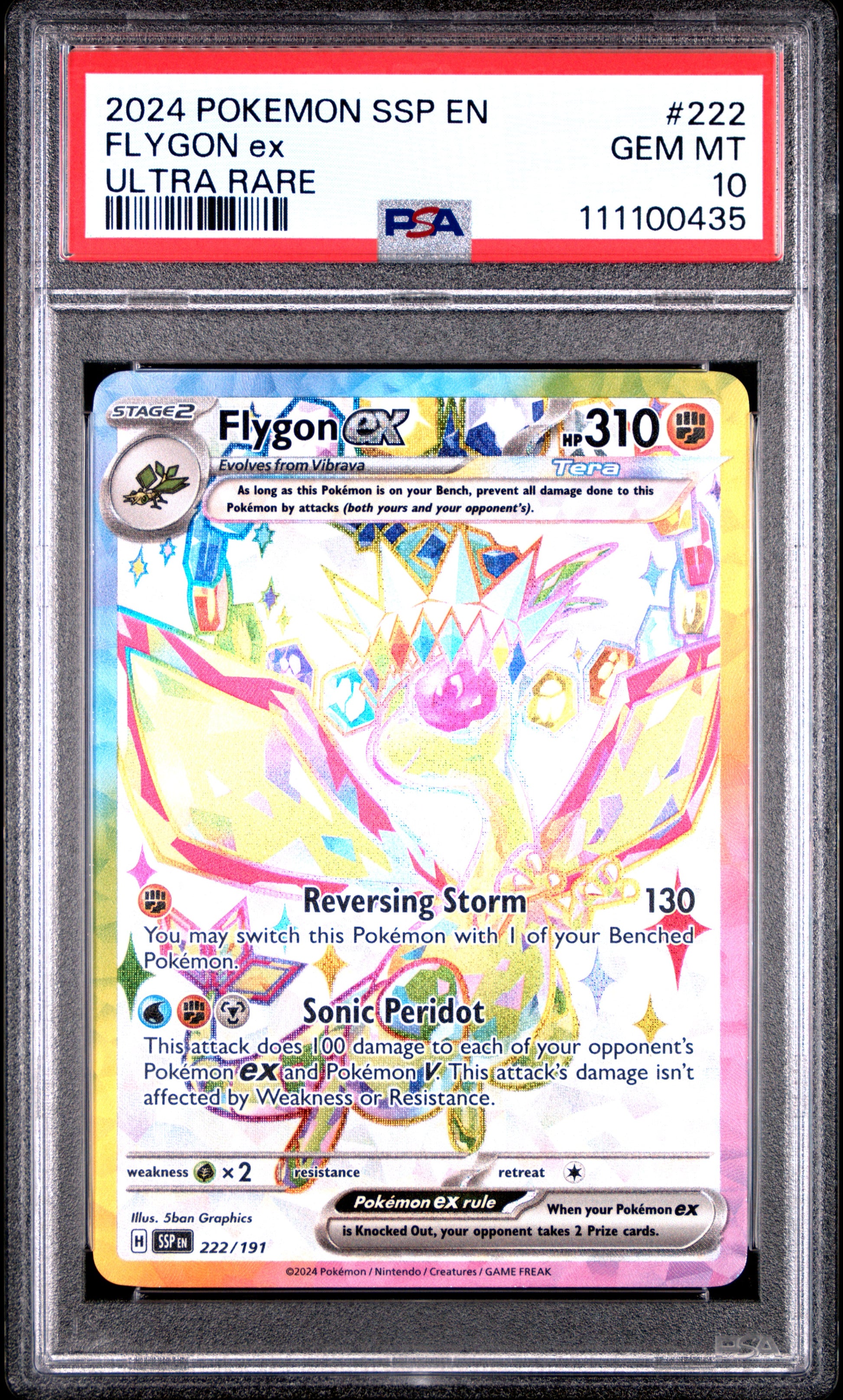 FLYGON EX 222/191 Common POKEMON SSP EN-SURGING SPARKS ULTRA RARE PSA10 GEM MT 10 PSA population 630 <a href=https://www.psacard.com/cert/111100435/psa>https://www.psacard.com/cert/111100435/psa</a>