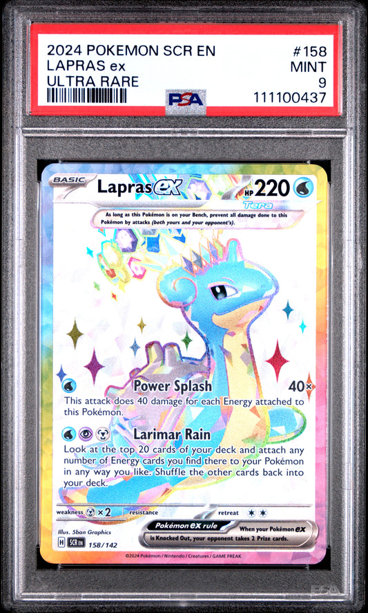 LAPRAS EX 158/142 Common POKEMON SCR EN-STELLAR CROWN ULTRA RARE PSA9 MINT 9 PSA population 1389 <a href=https://www.psacard.com/cert/111100437/psa>https://www.psacard.com/cert/111100437/psa</a>