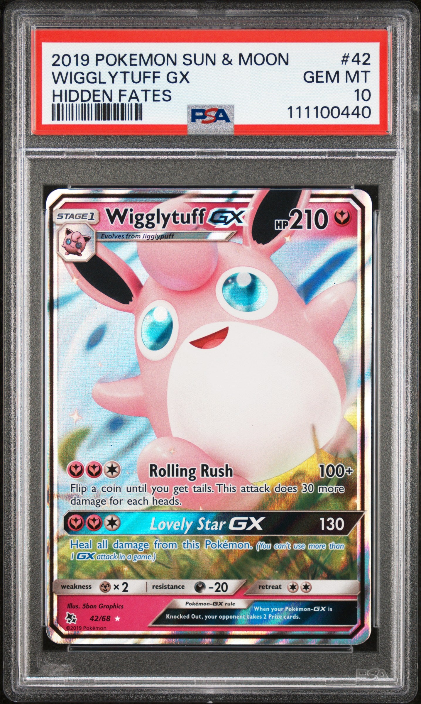 WIGGLYTUFF GX 42/68 Common POKEMON SUN & MOON HIDDEN FATES HIDDEN FATES PSA10 GEM MT 10 PSA population 871 <a href=https://www.psacard.com/cert/111100440/psa>https://www.psacard.com/cert/111100440/psa</a>